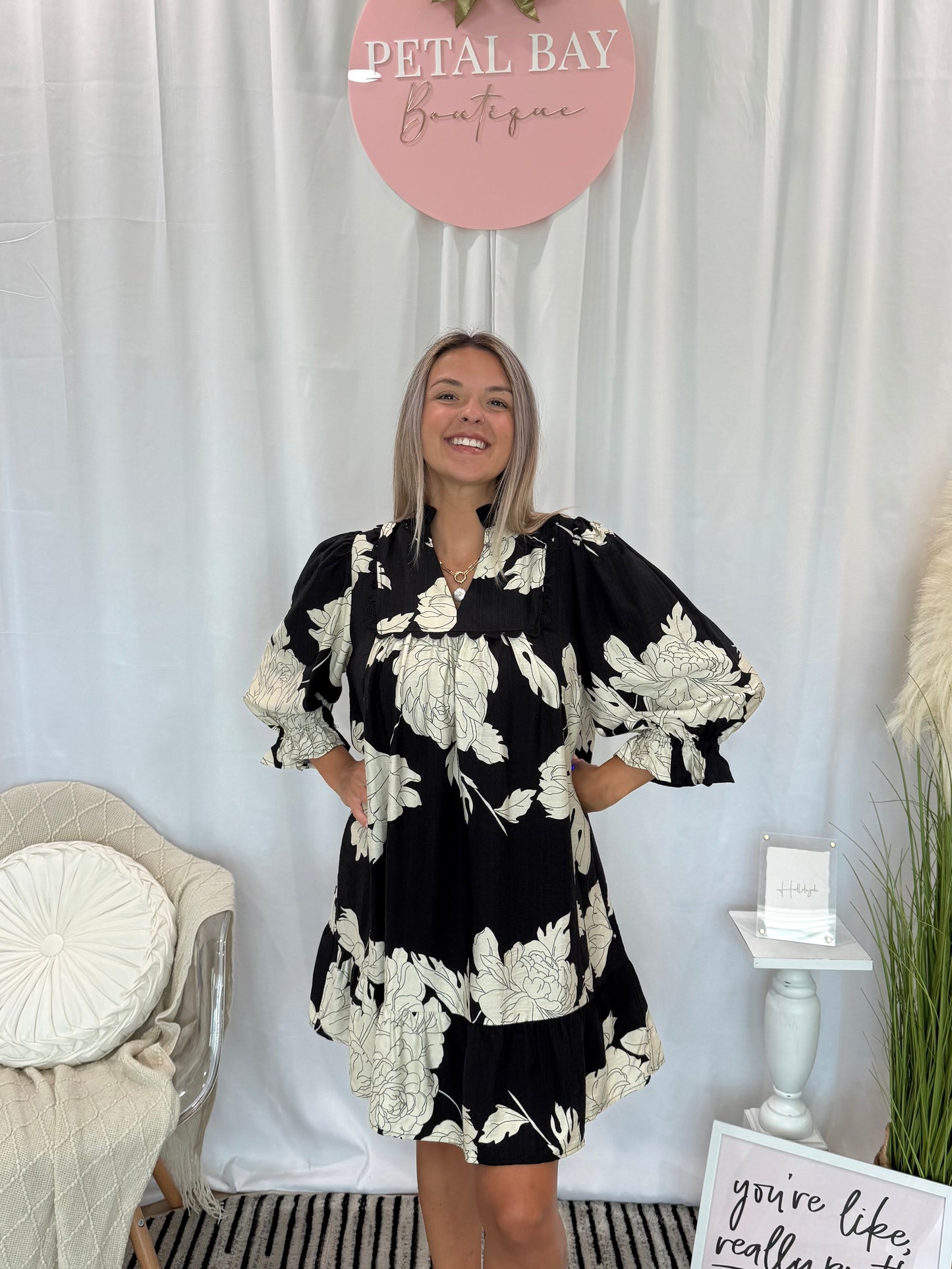 Black Chic Floral Dress