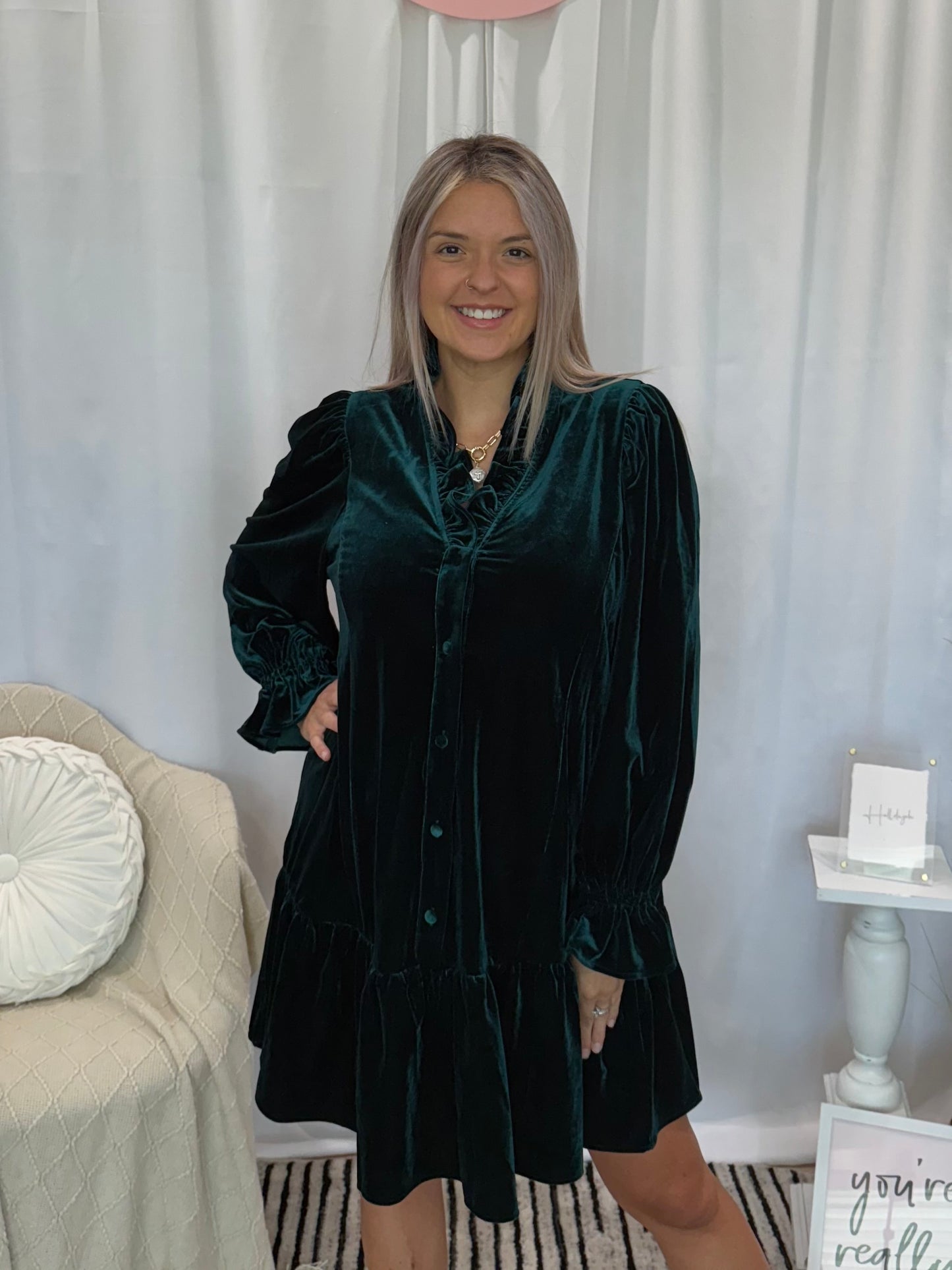 Jade Velvet Dress