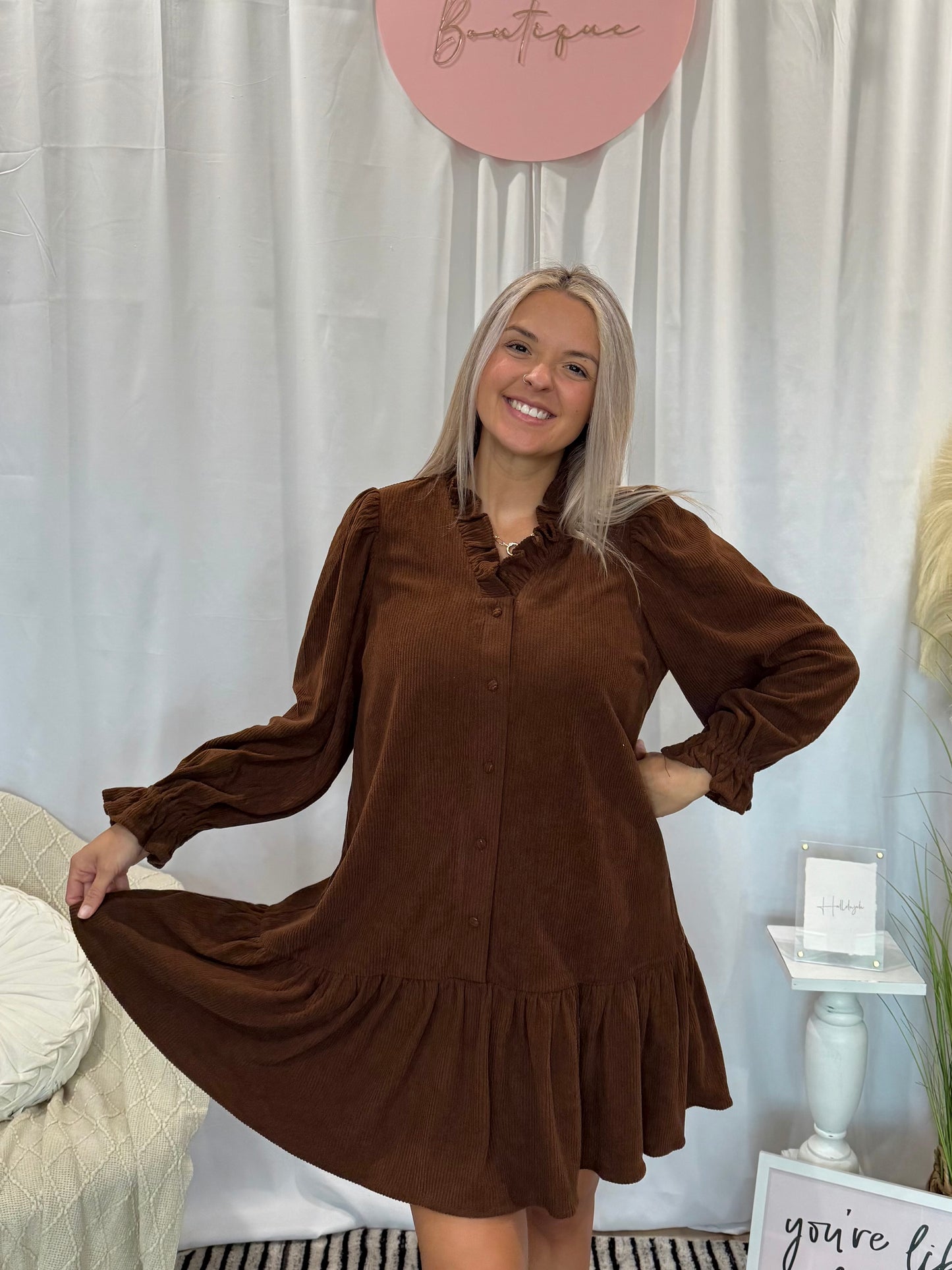 Espresso Corduroy Comfort Dress