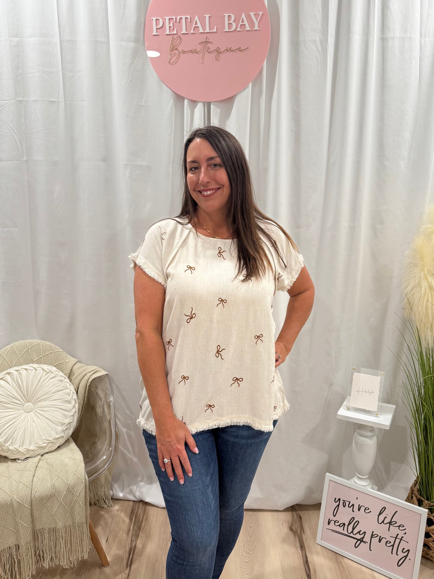 Cream Bow Top