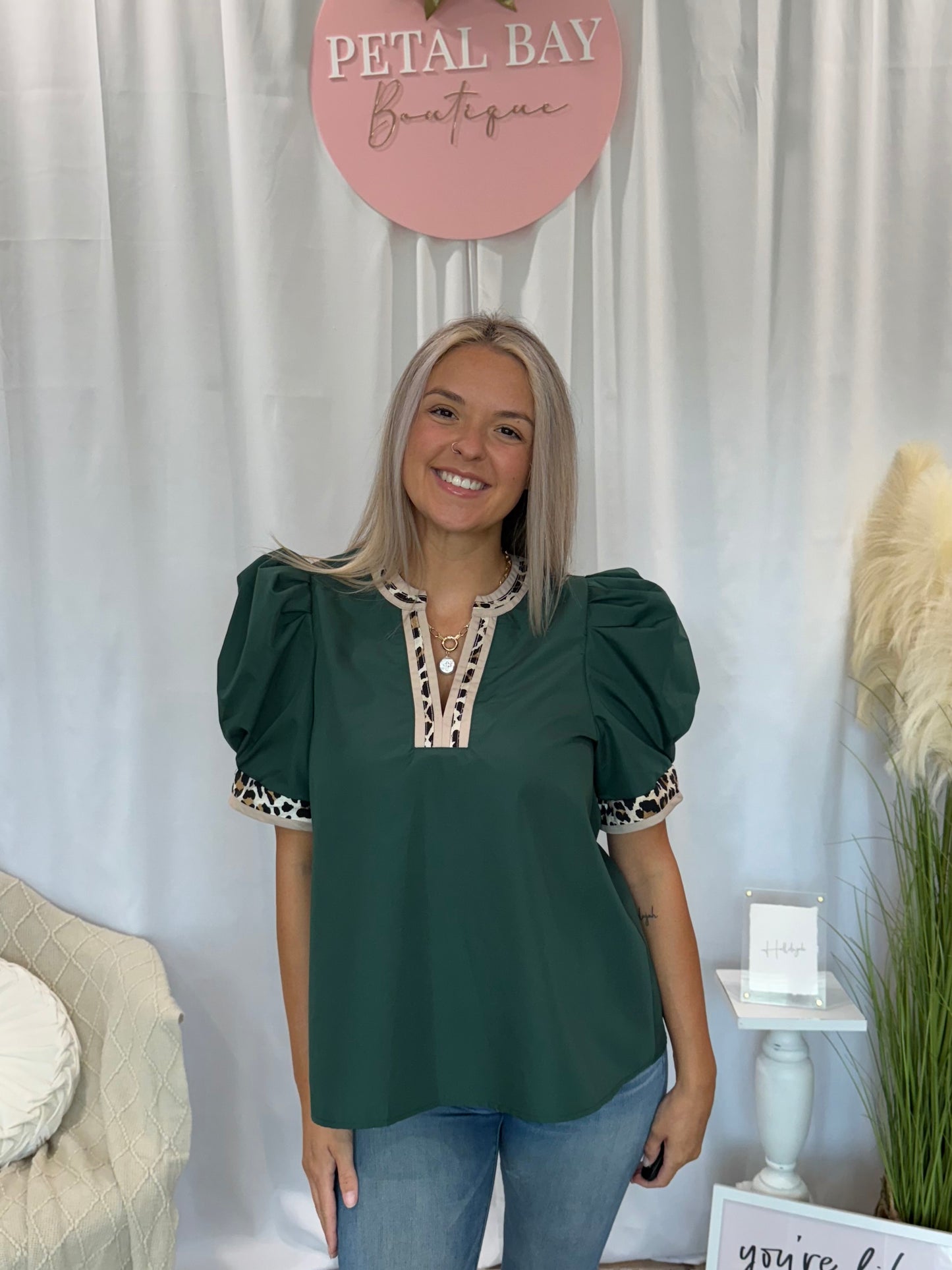 Olive Cheetah Top