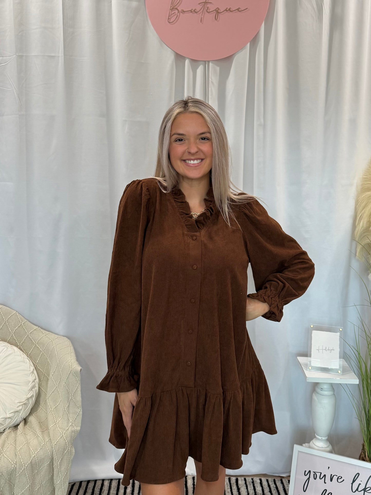 Espresso Corduroy Comfort Dress