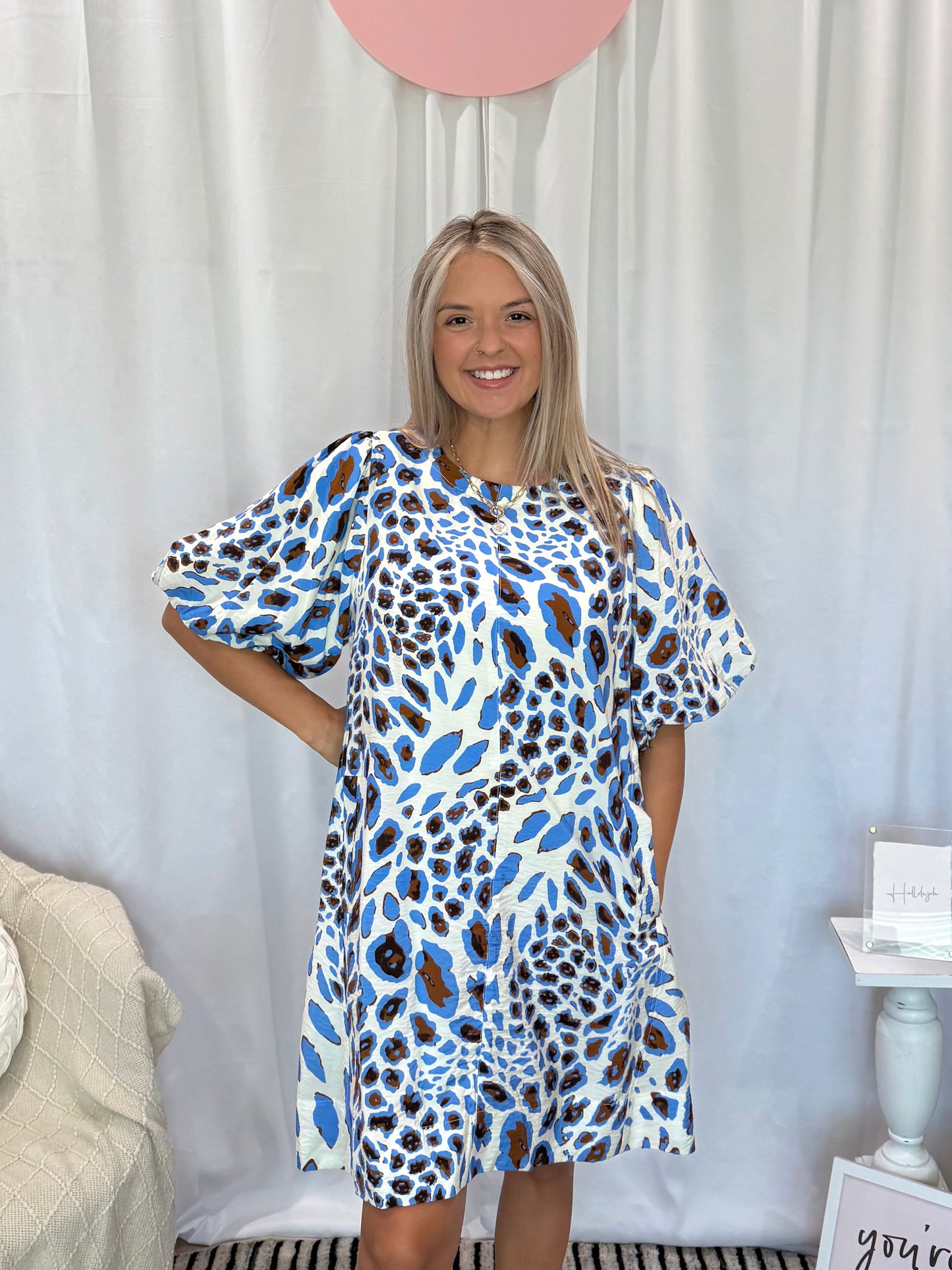 Blueberry Cheetah Dress (Pockets!)