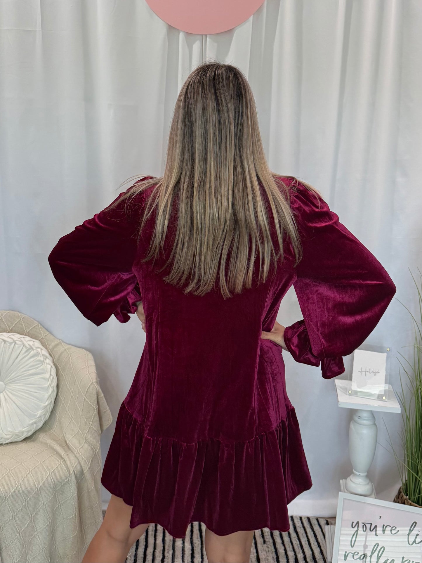 Wine Velvet Dress
