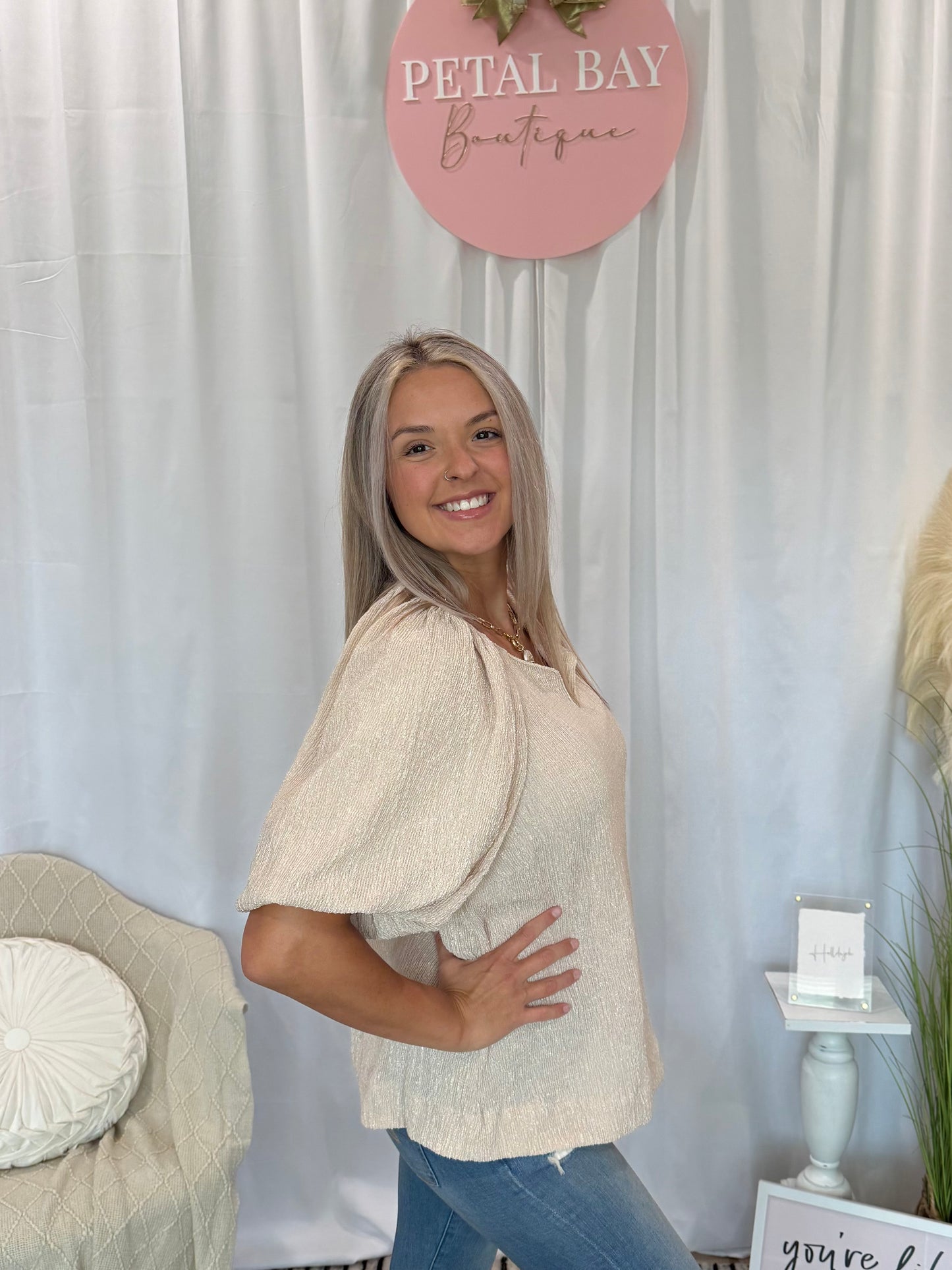 Poppin Champagne Glam Top