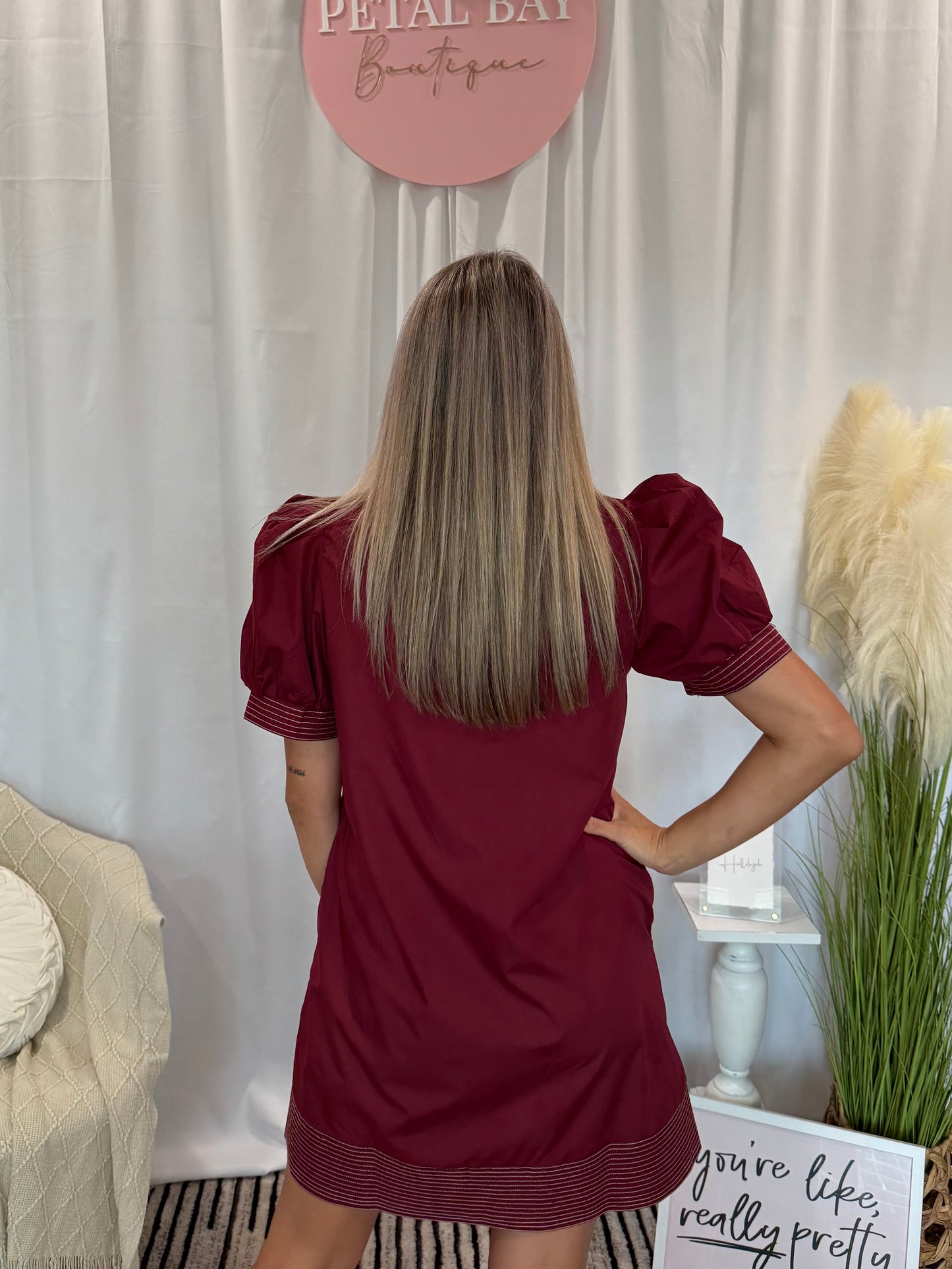 Majestic Maroon Luxury Dress (Pockets!)
