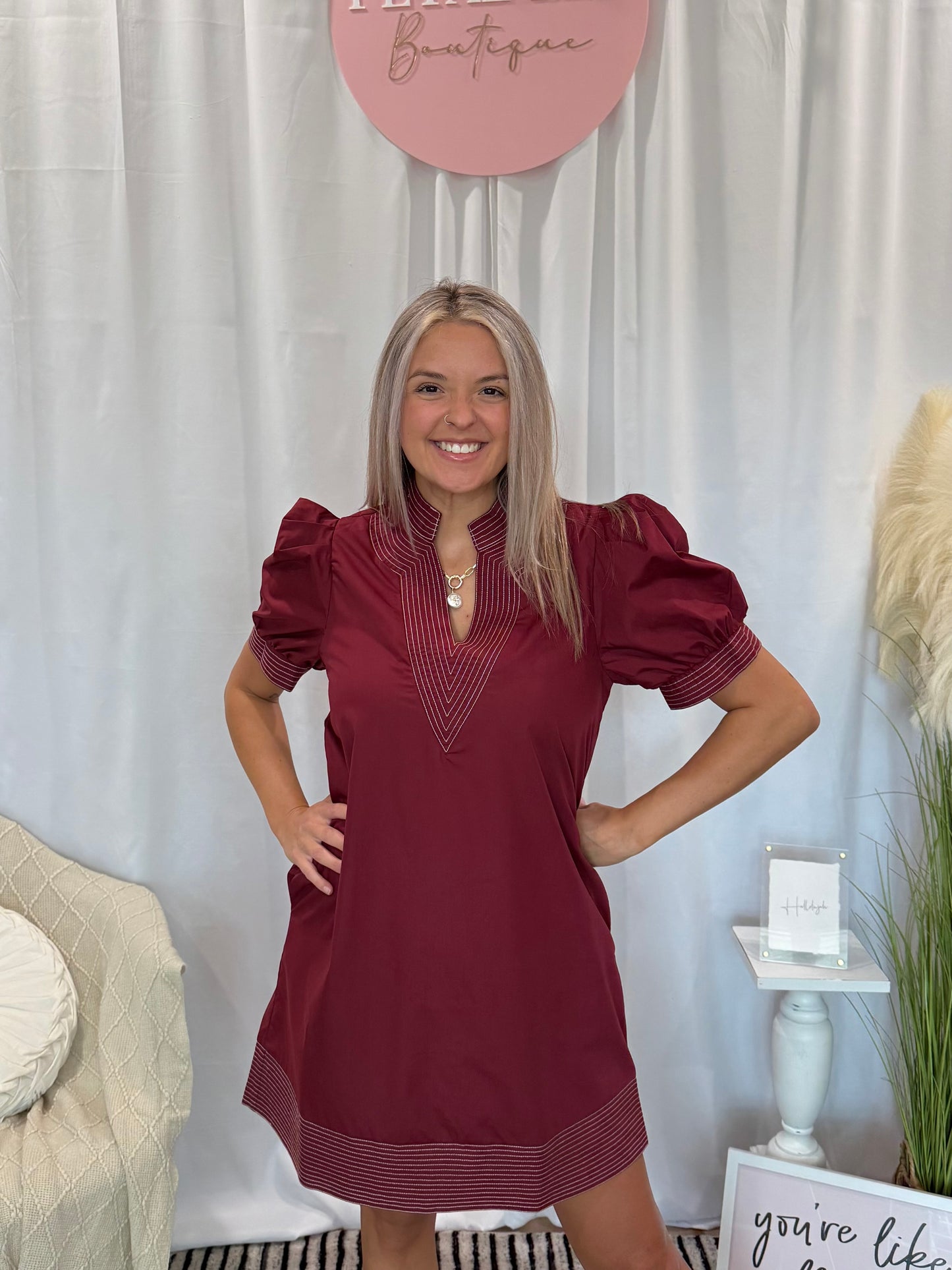 Majestic Maroon Luxury Dress (Pockets!)