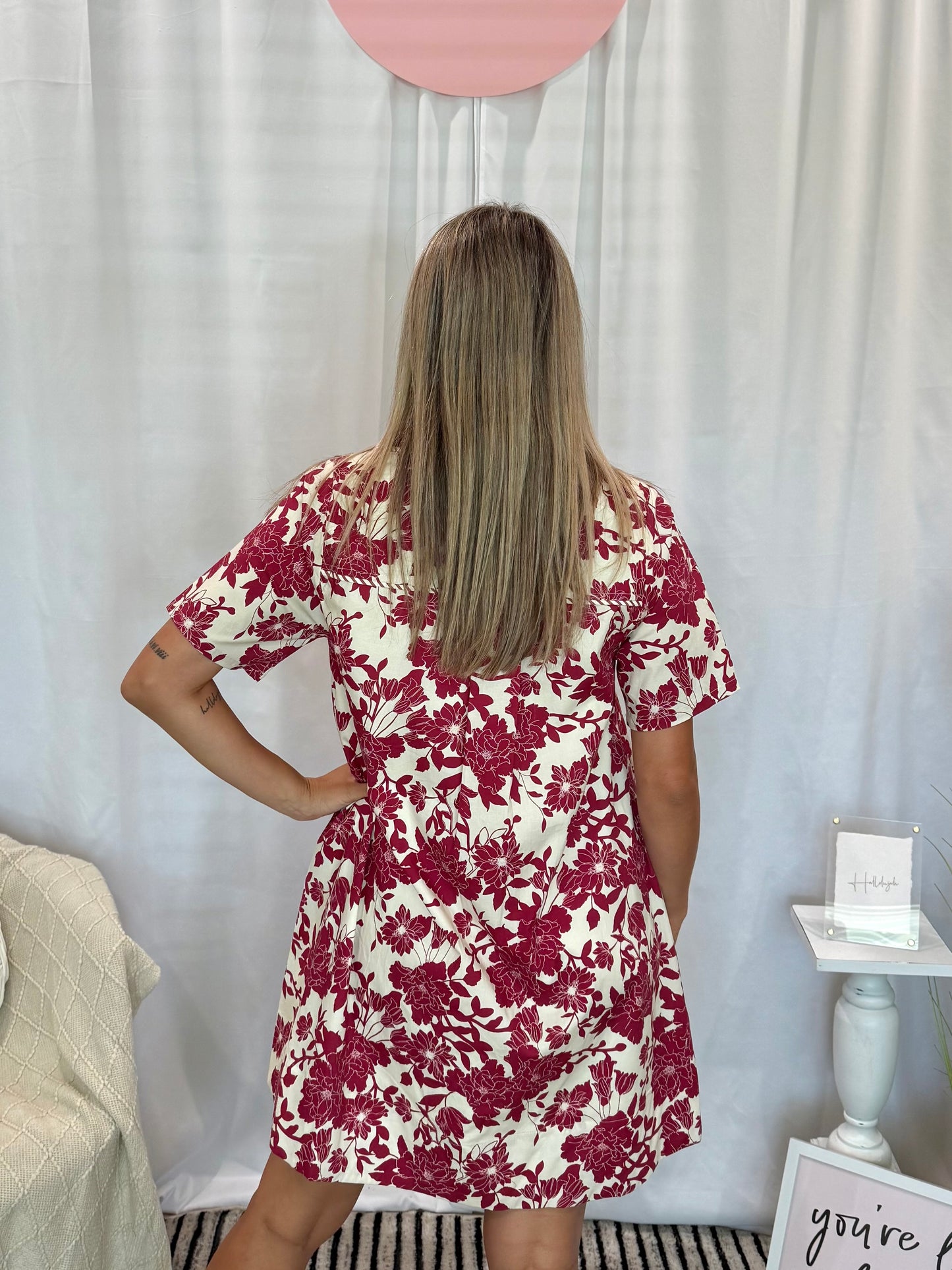 Vivid Burgundy Dress (Pockets!)