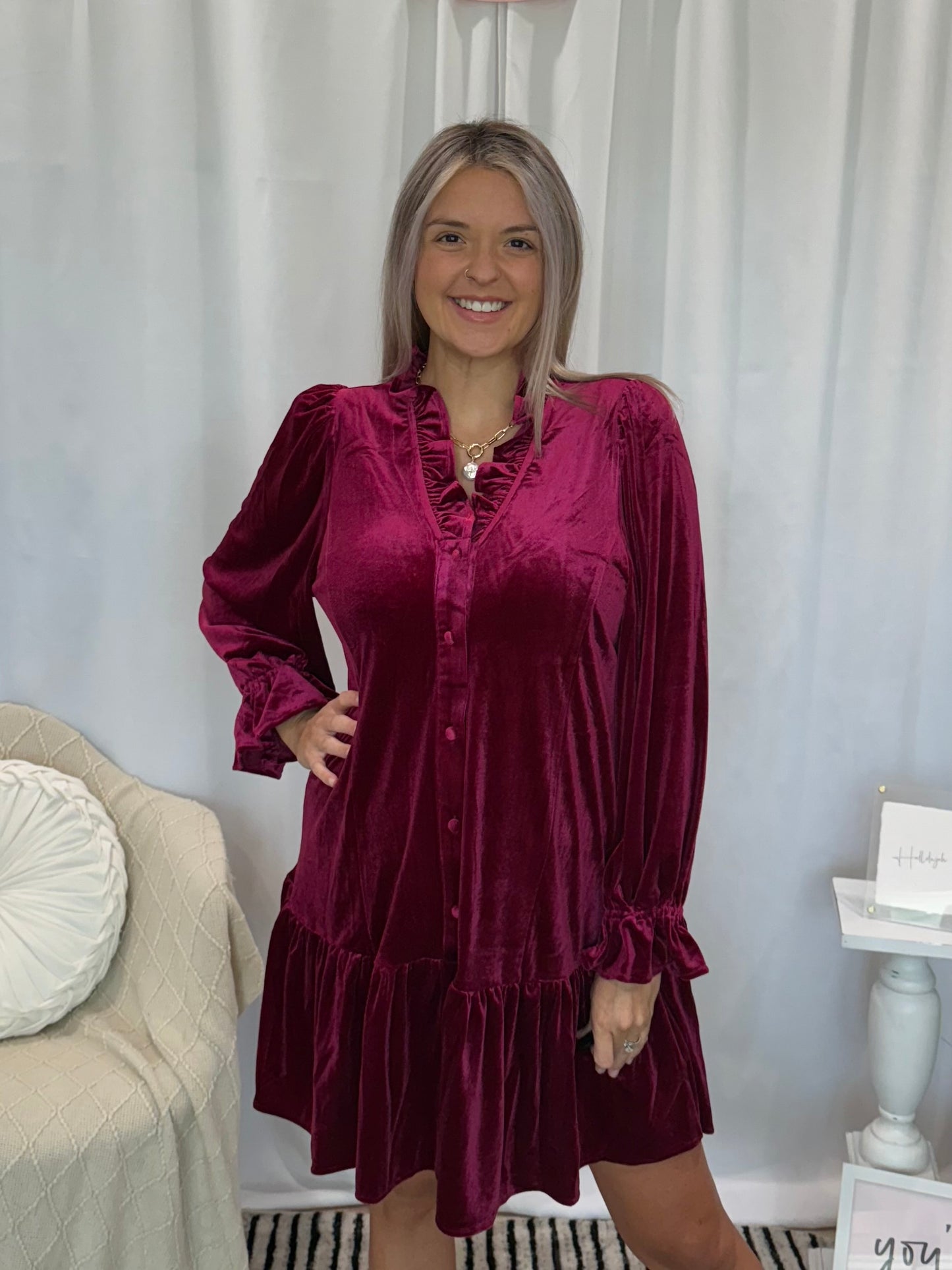 Wine Velvet Dress