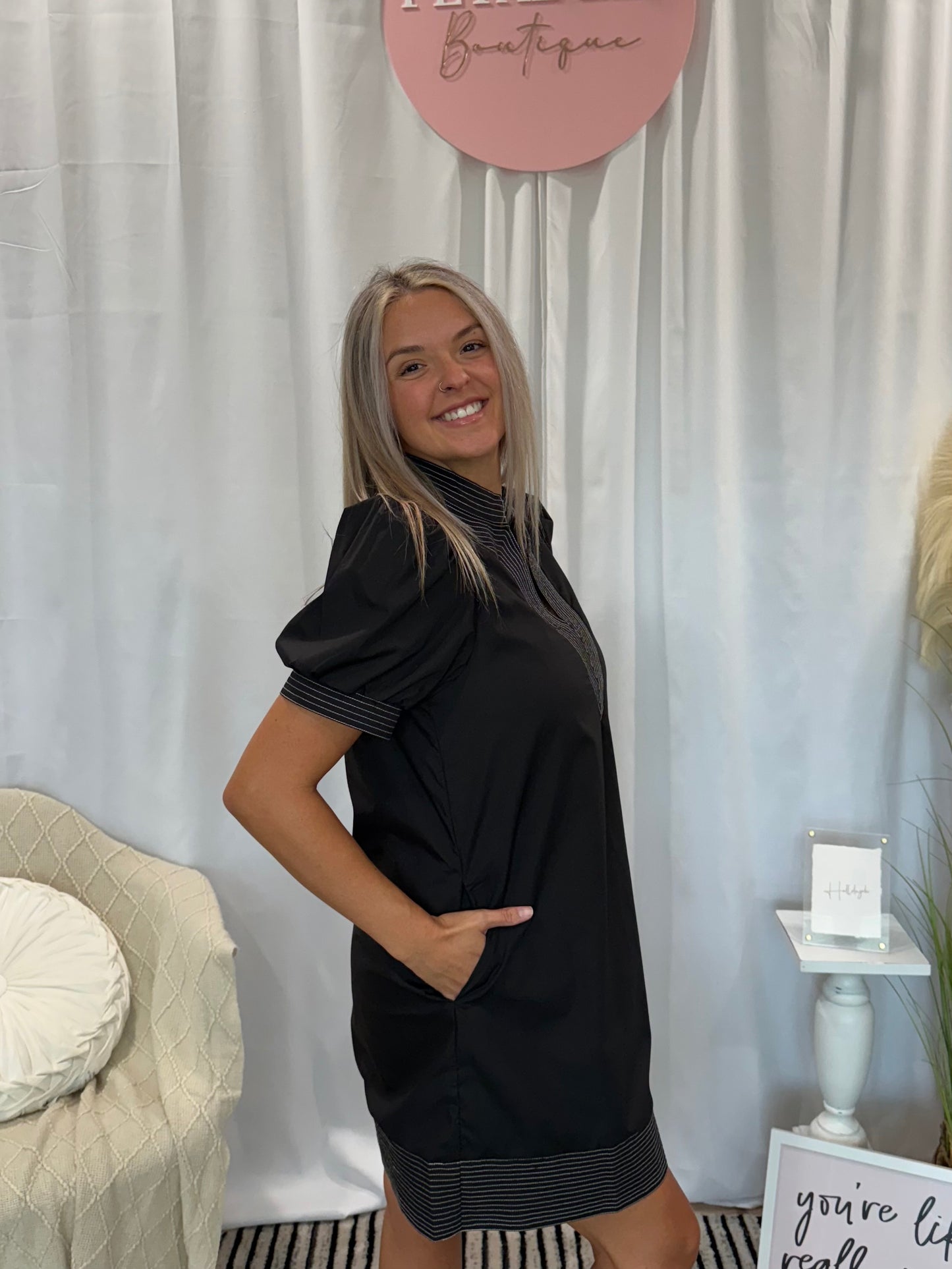 Blazing Black Luxury Dress (Pockets!)