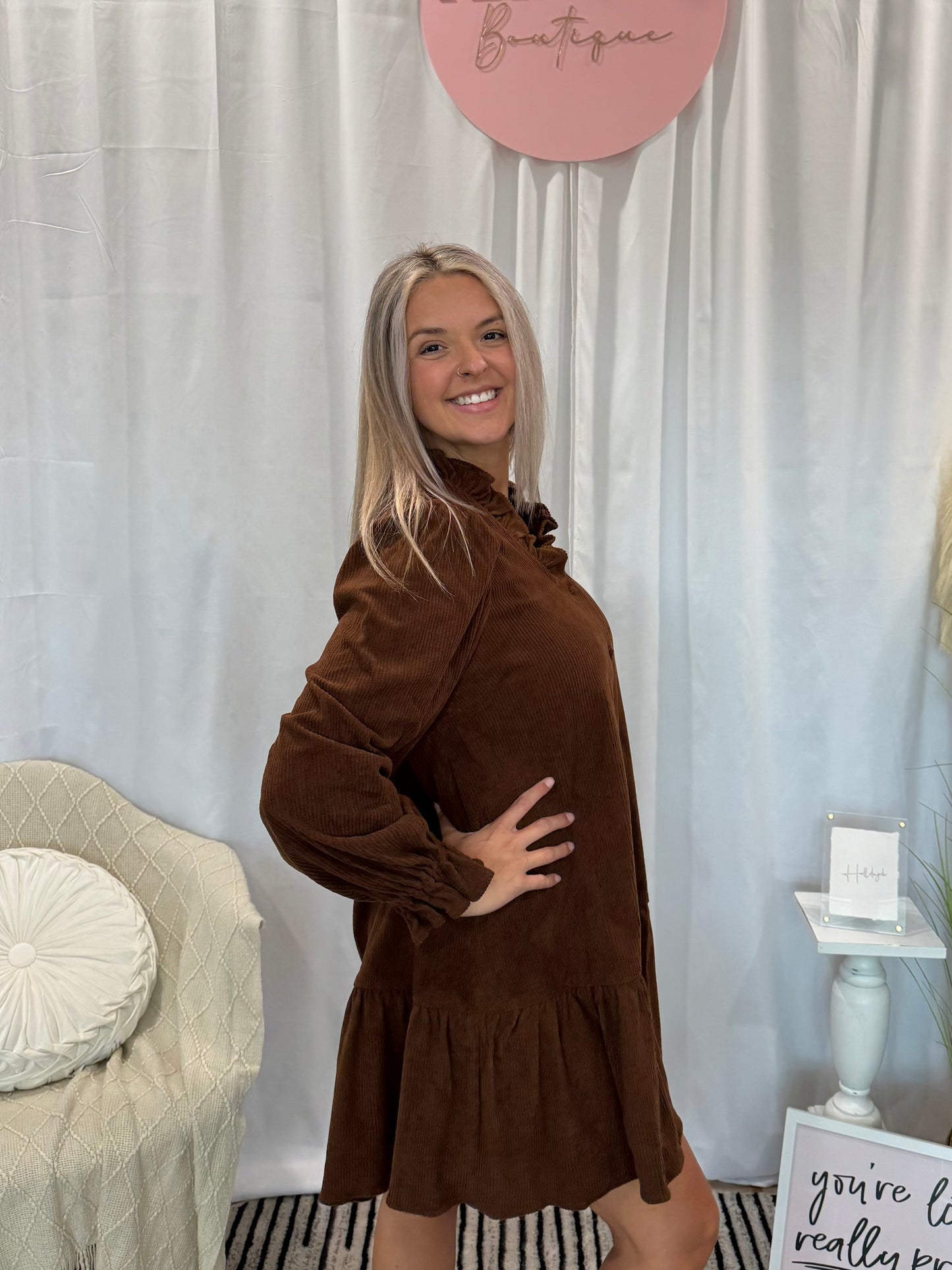 Espresso Corduroy Comfort Dress