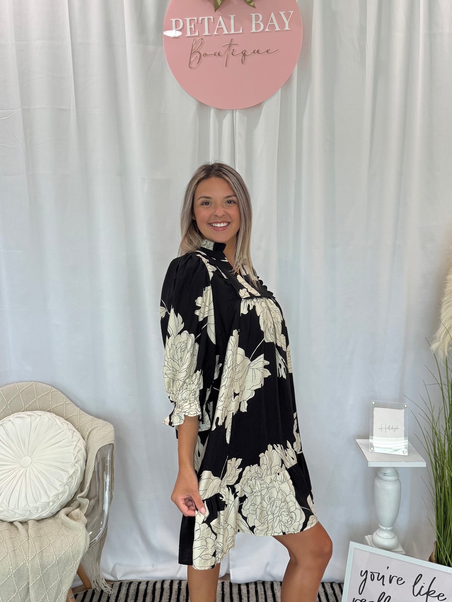 Black Chic Floral Dress