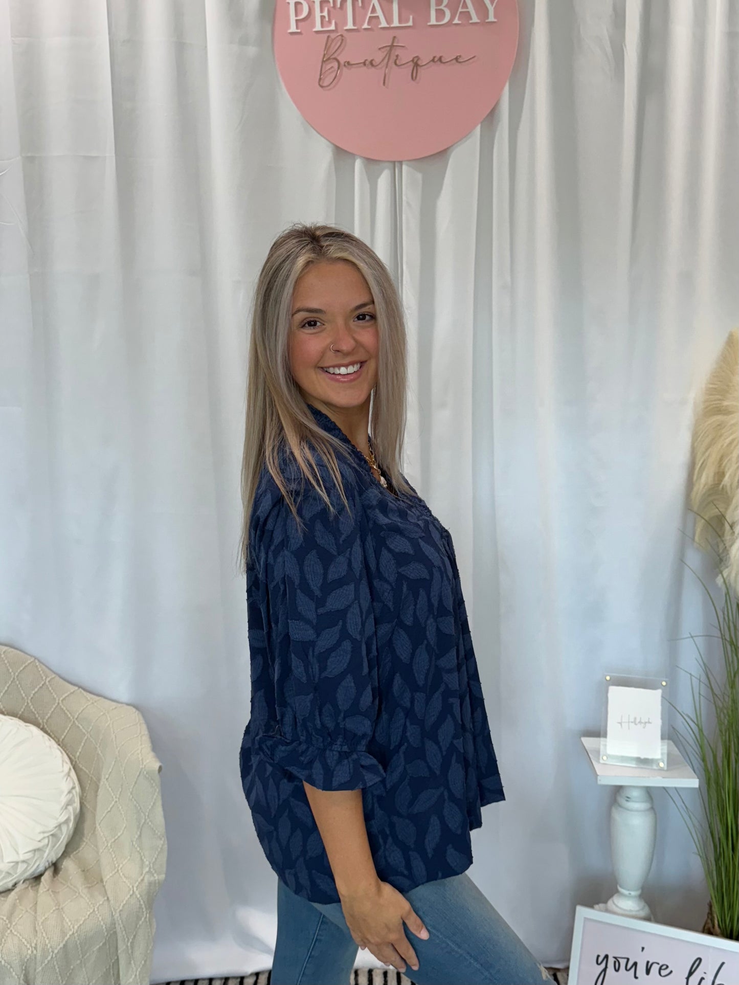 Navy Dogwood Top