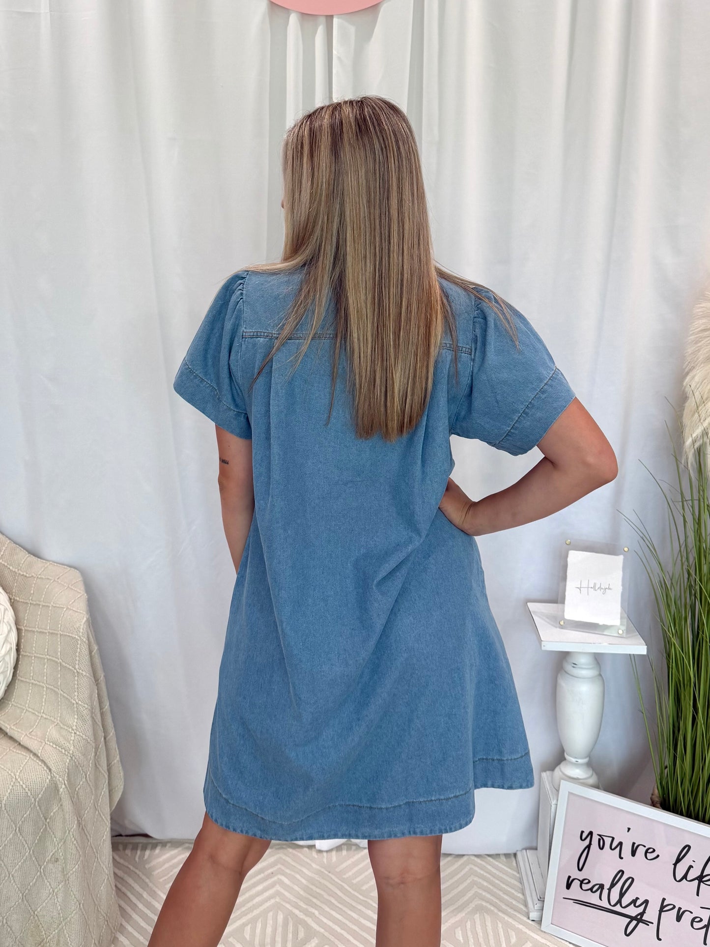 Light Blue Jean Babe Dress (Pockets!)