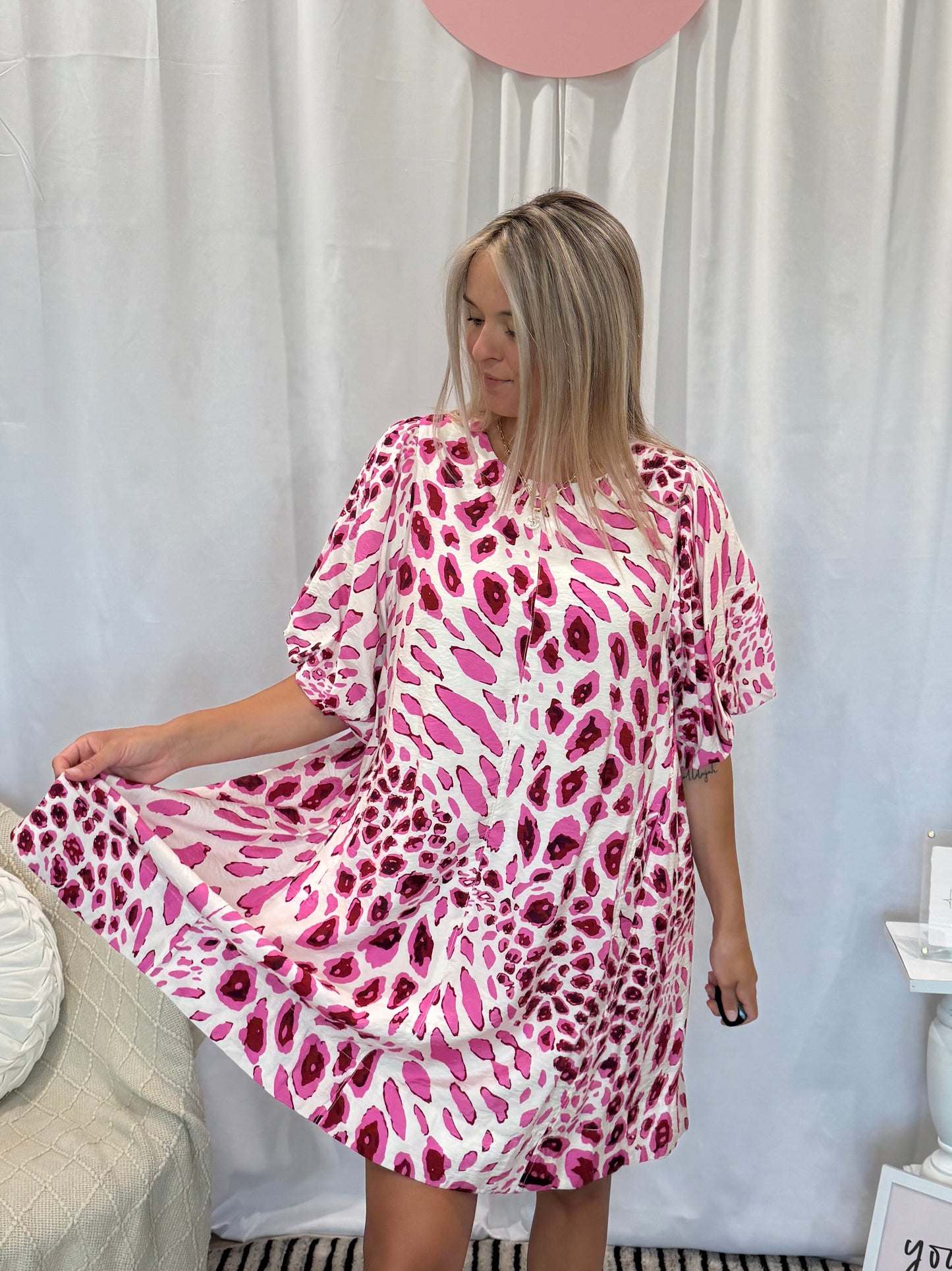 Raspberry Cheetah Dress (Pockets!)