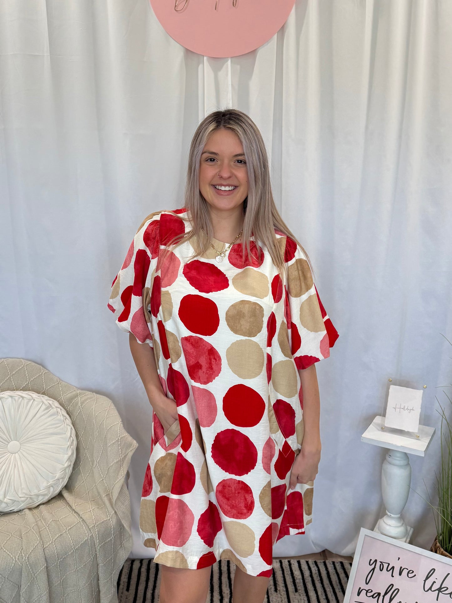 Raspberry Snap Dress (Pockets!)