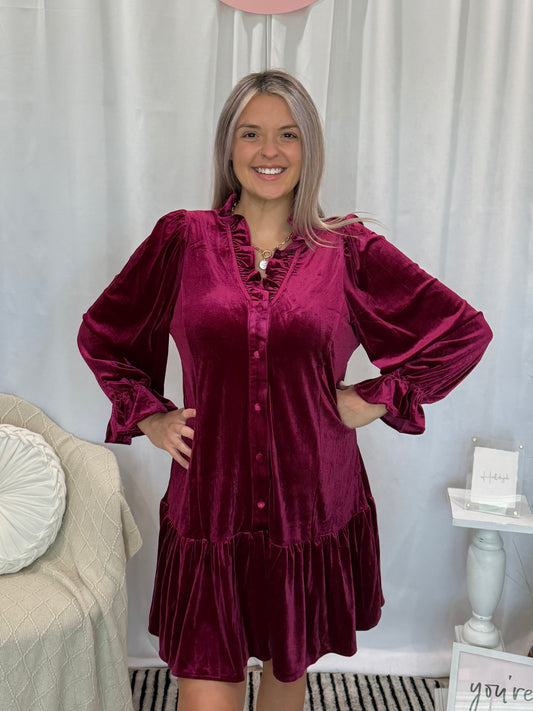 Wine Velvet Dress
