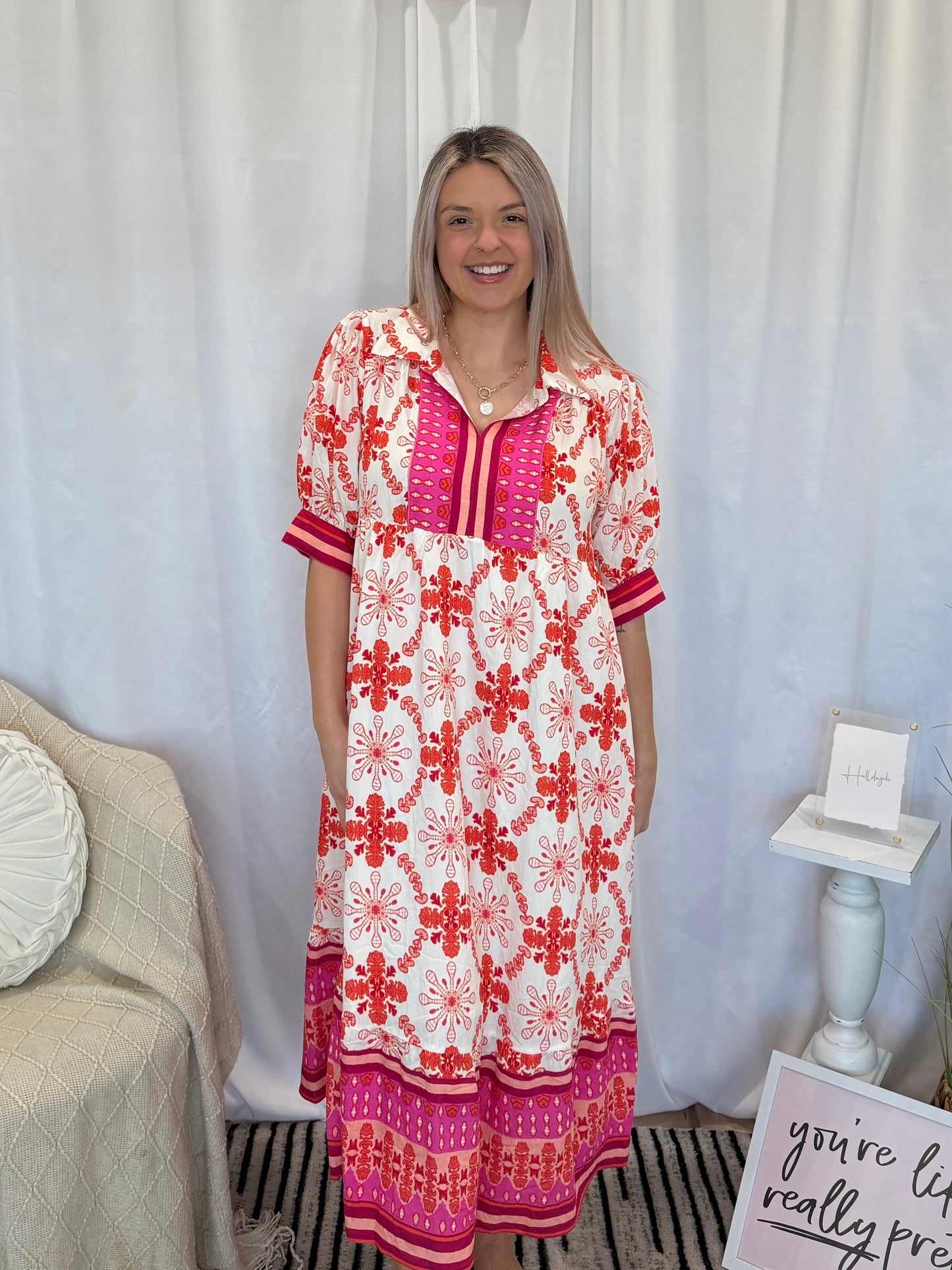 My Fav Pink Midi Dress (Pockets!)