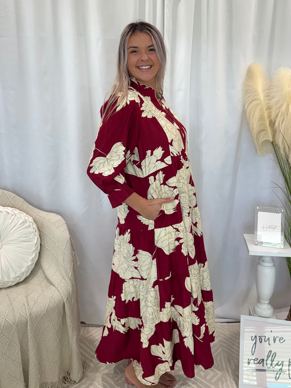 Ruby Delight Midi Dress (Pockets!)