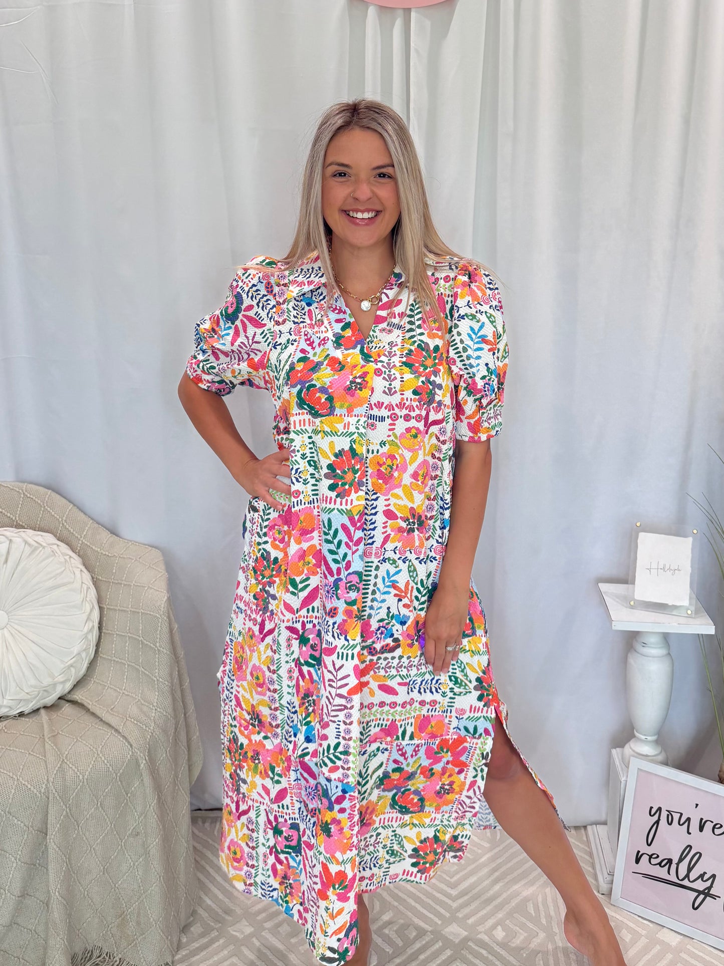 Pink & Rose Dress (Pockets!)