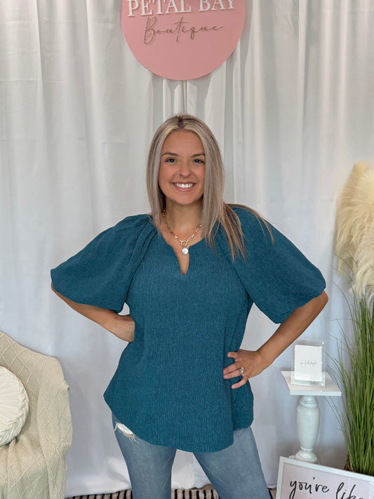 Tasteful Teal Glam Top