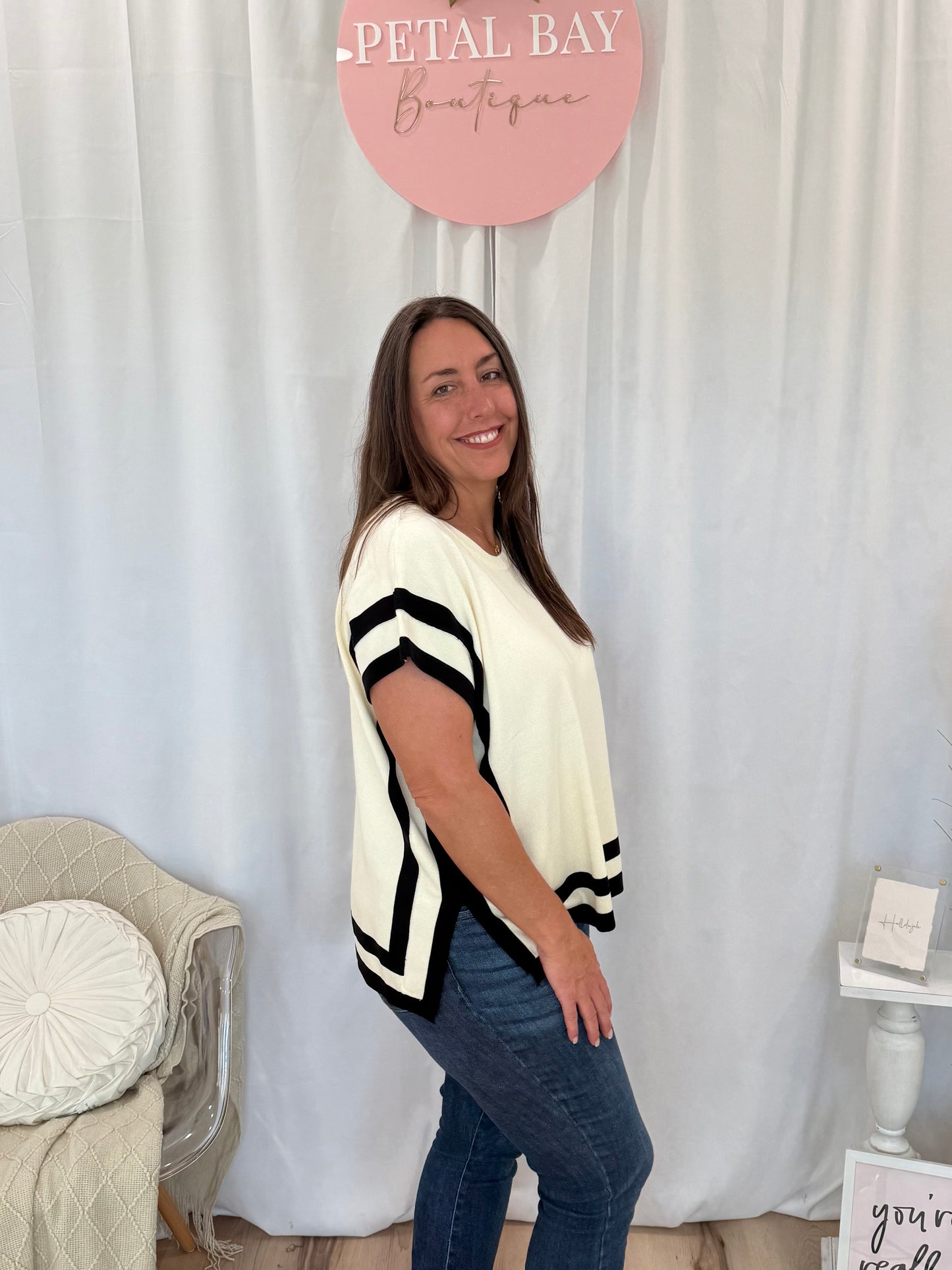 Cream Lines Top