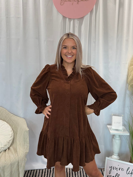 Espresso Corduroy Comfort Dress