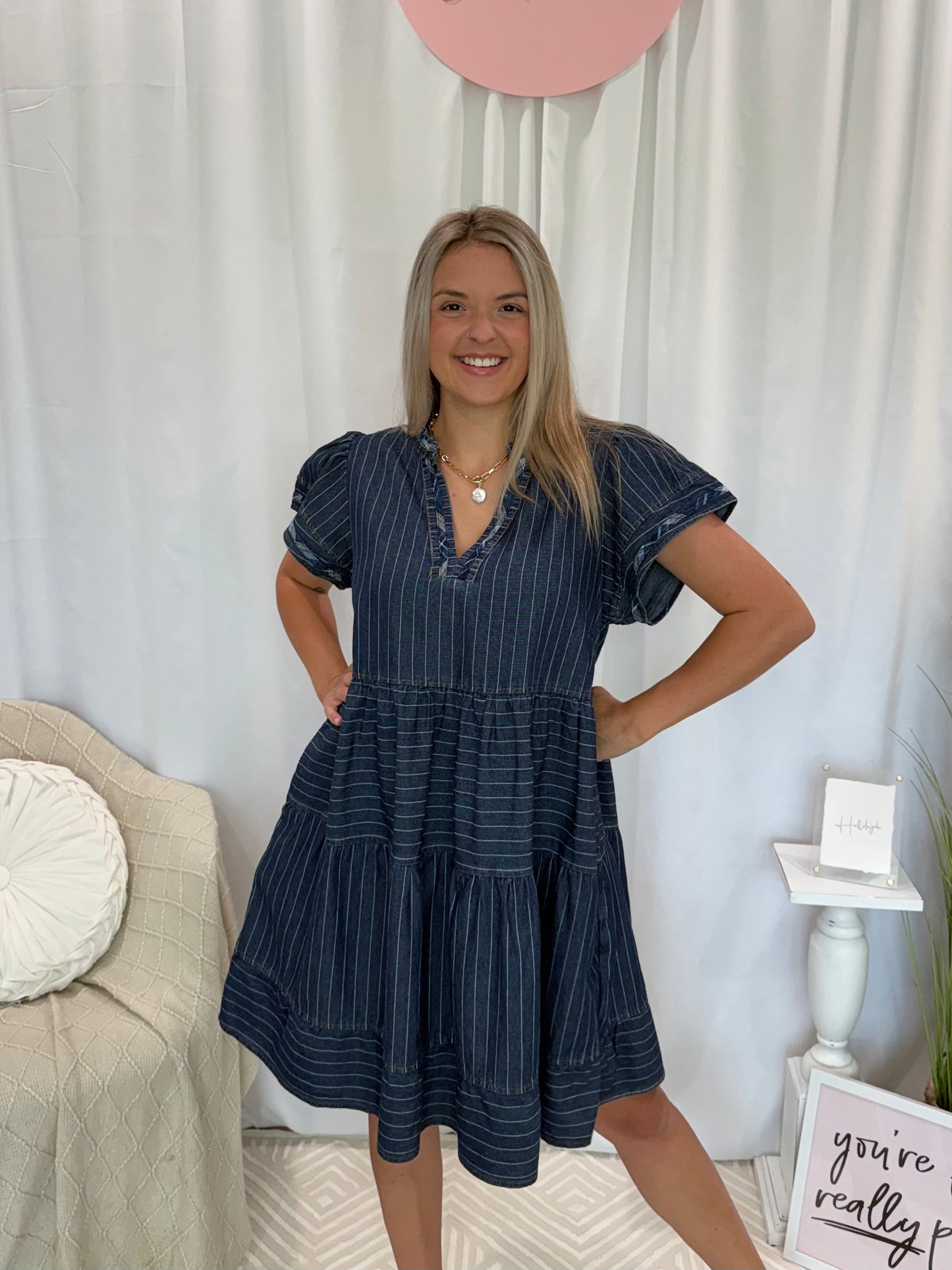 Dark Daring Denim Dress (Pockets!)