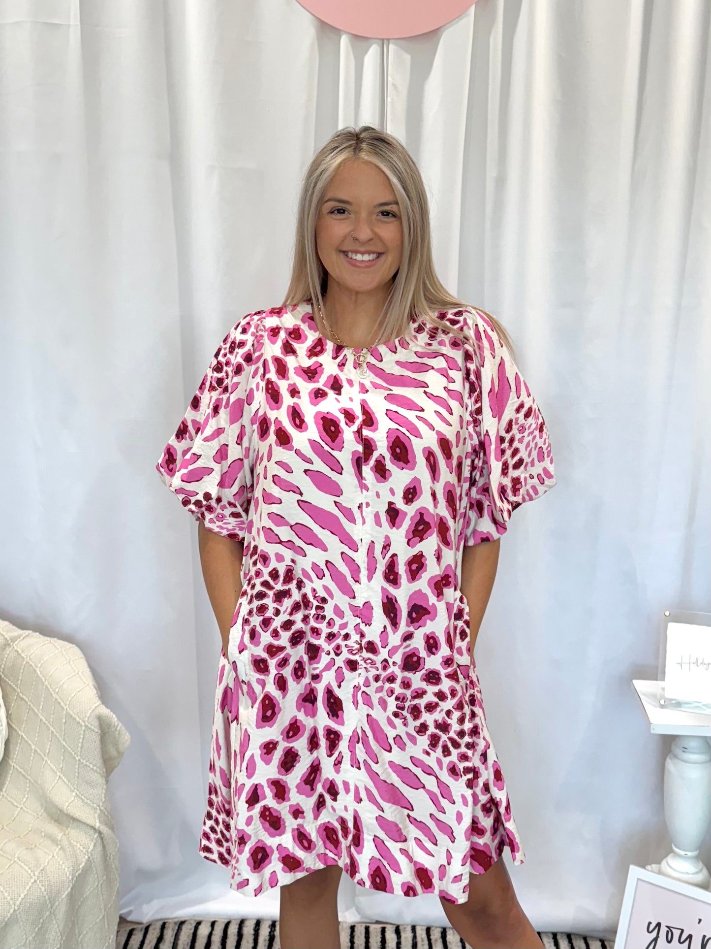 Raspberry Cheetah Dress (Pockets!)