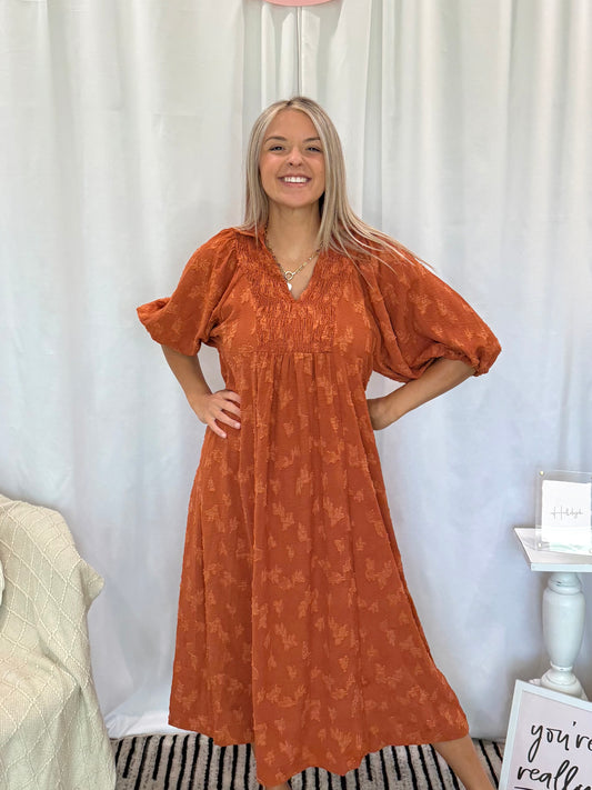 Burnt Orange Twist Dress