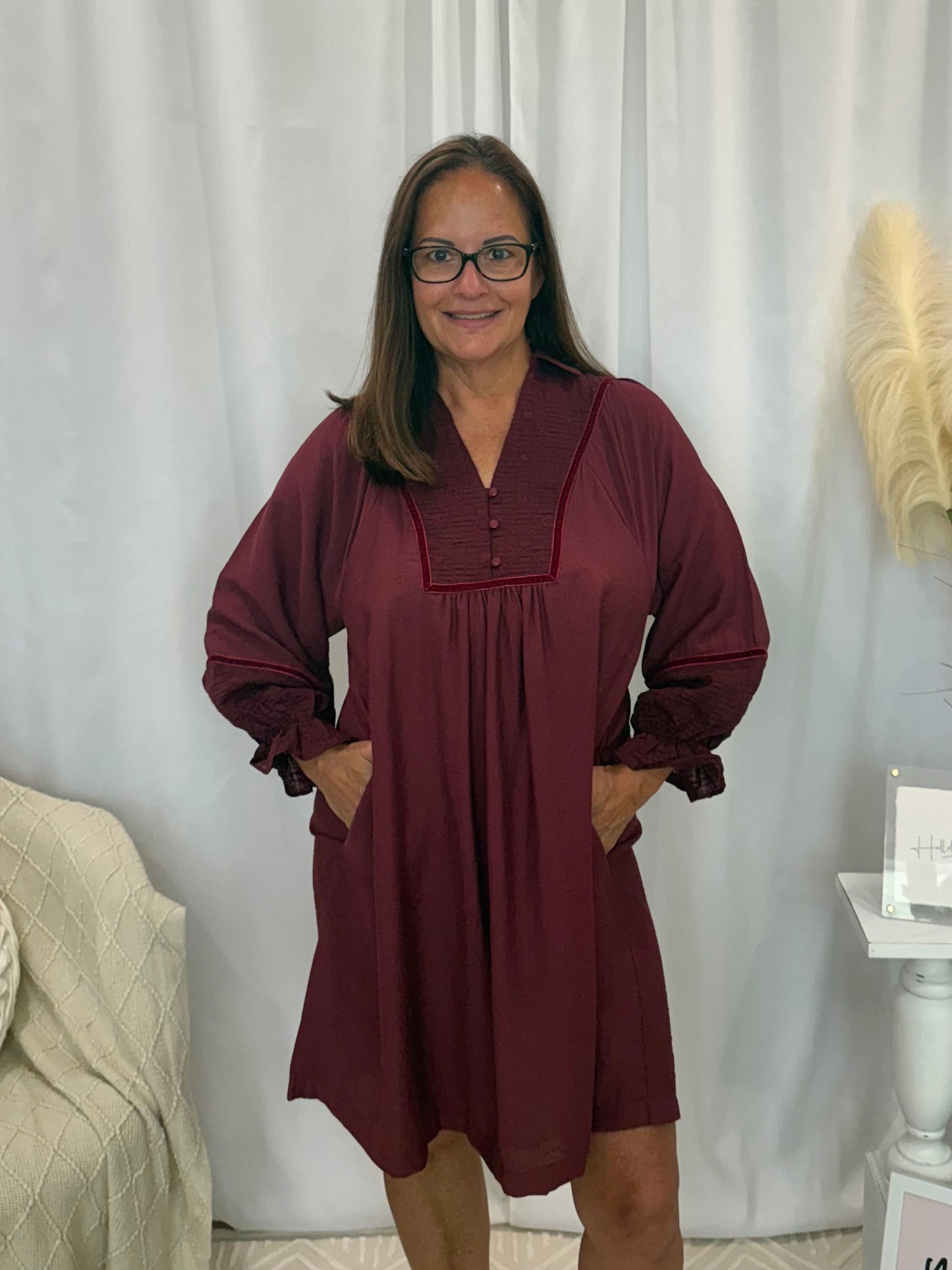 Maroon Love Dress (Pockets!)