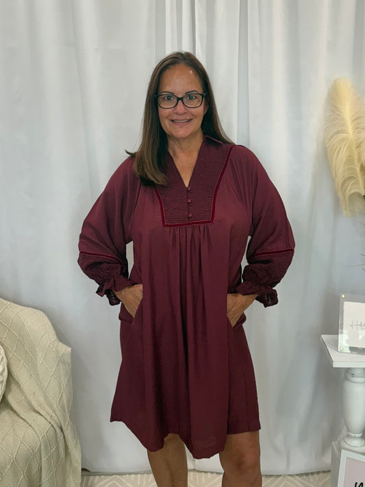 Maroon Love Dress (Pockets!)