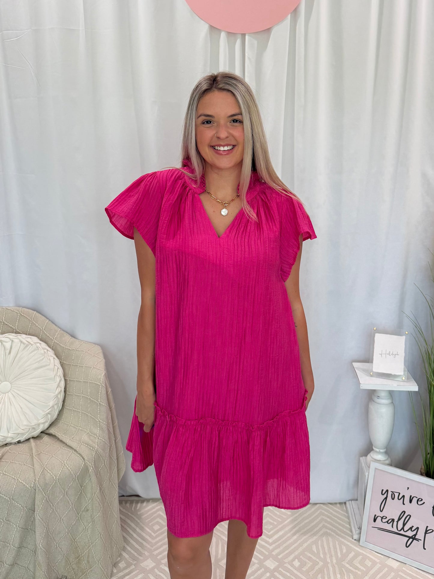 Flattering Fuchsia Dress (Pockets!).