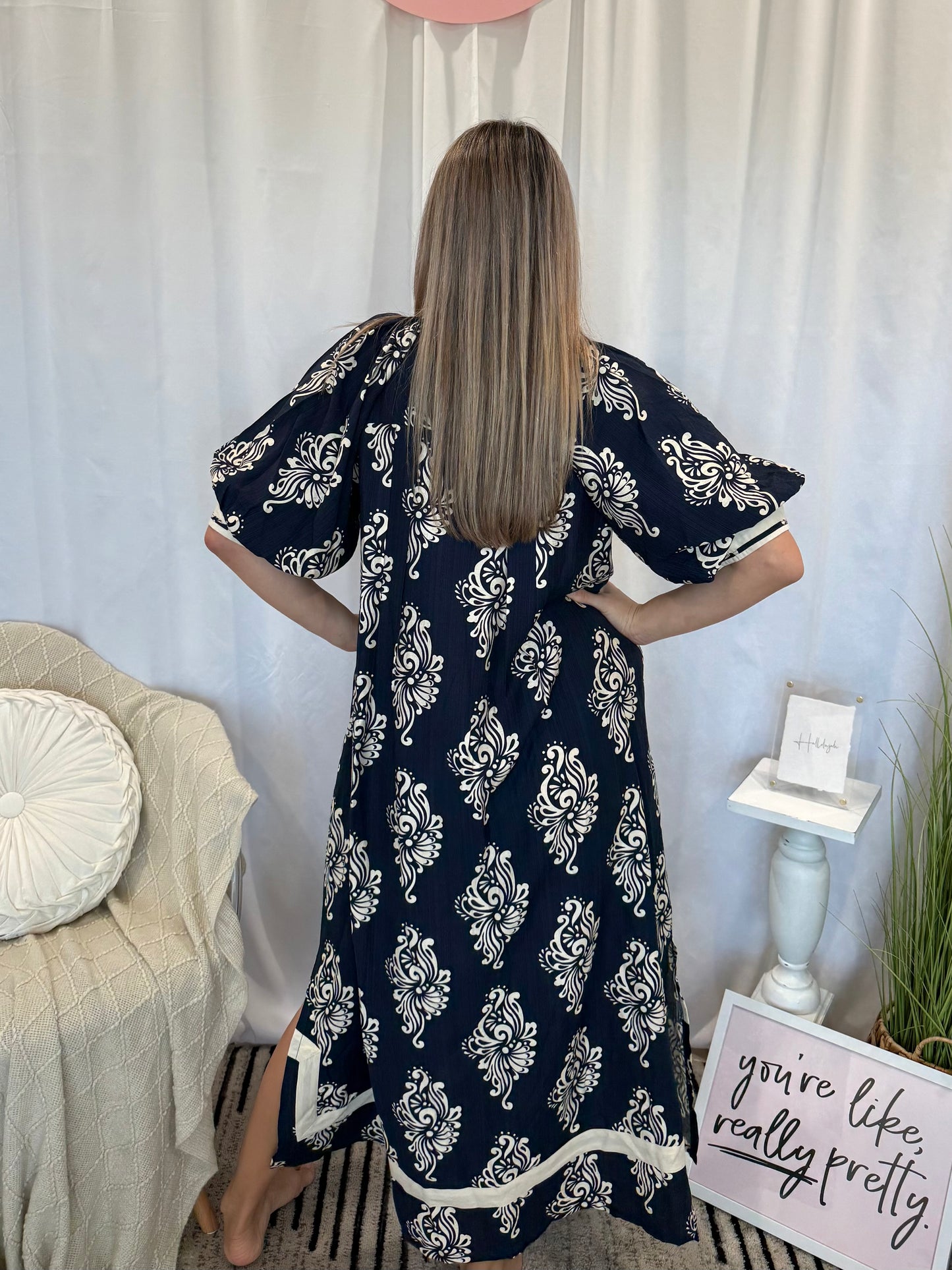 Navy Galore Dress (Pockets!)