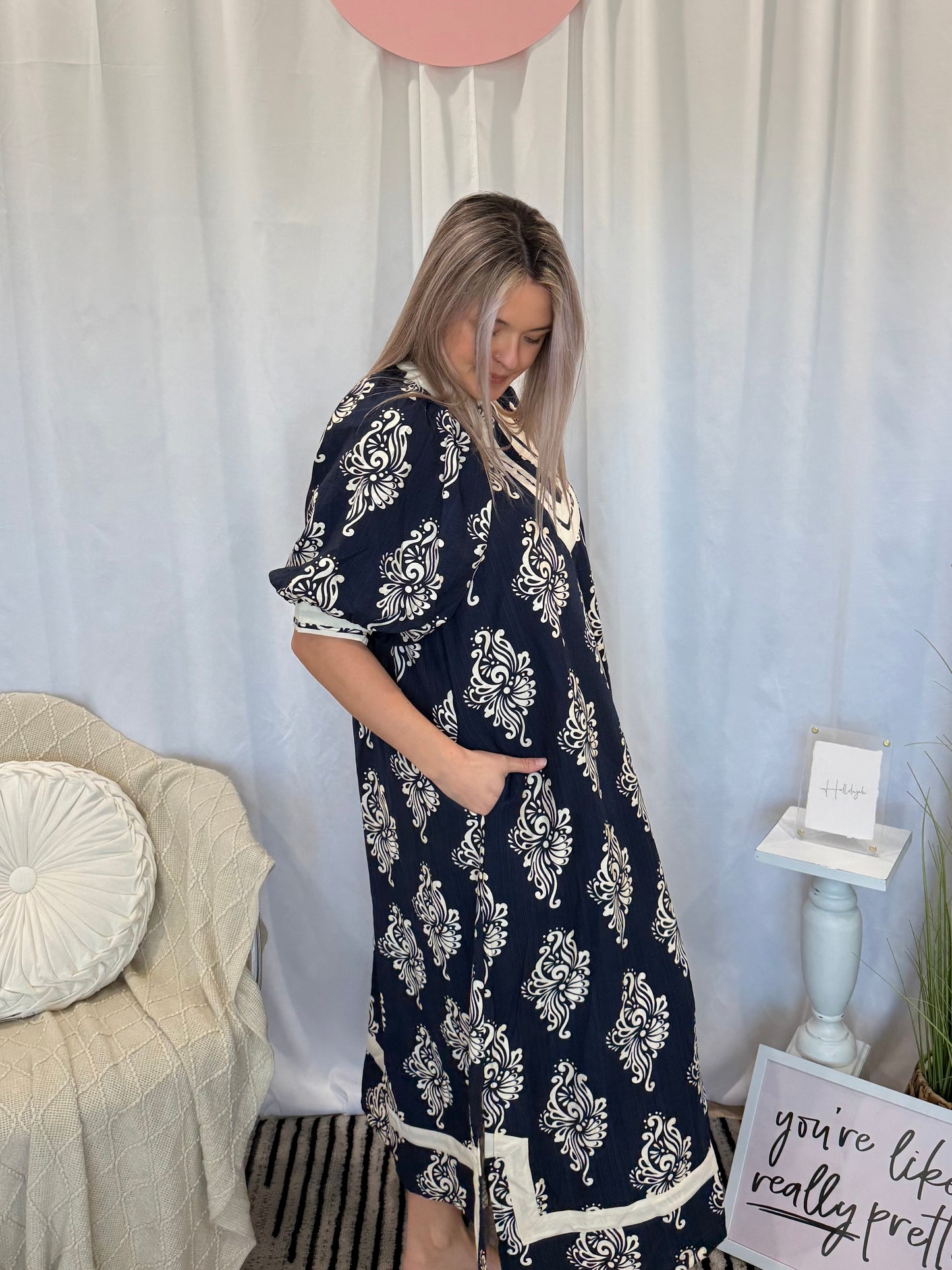 Navy Galore Dress (Pockets!)