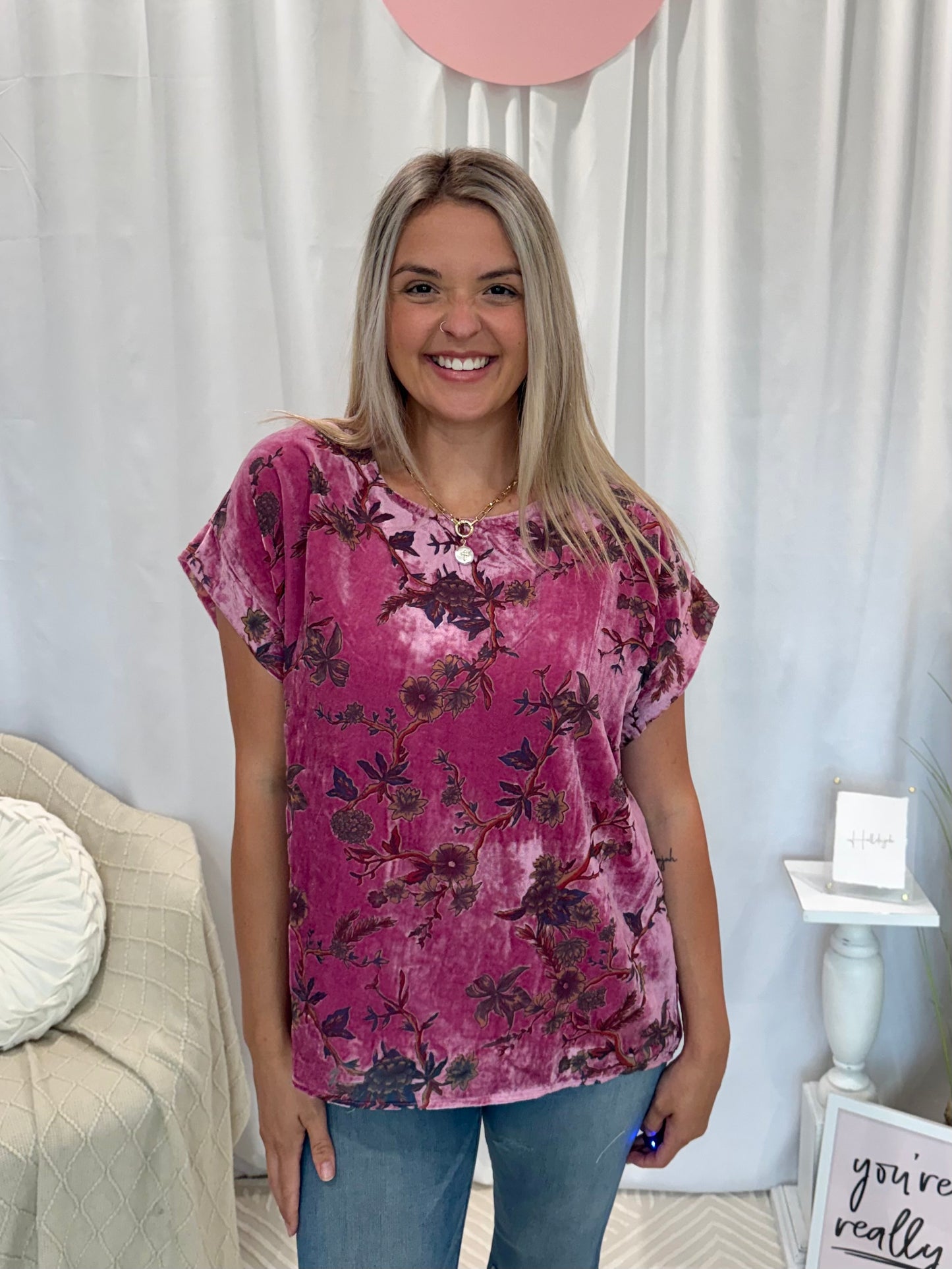 Rosy Velvet Top