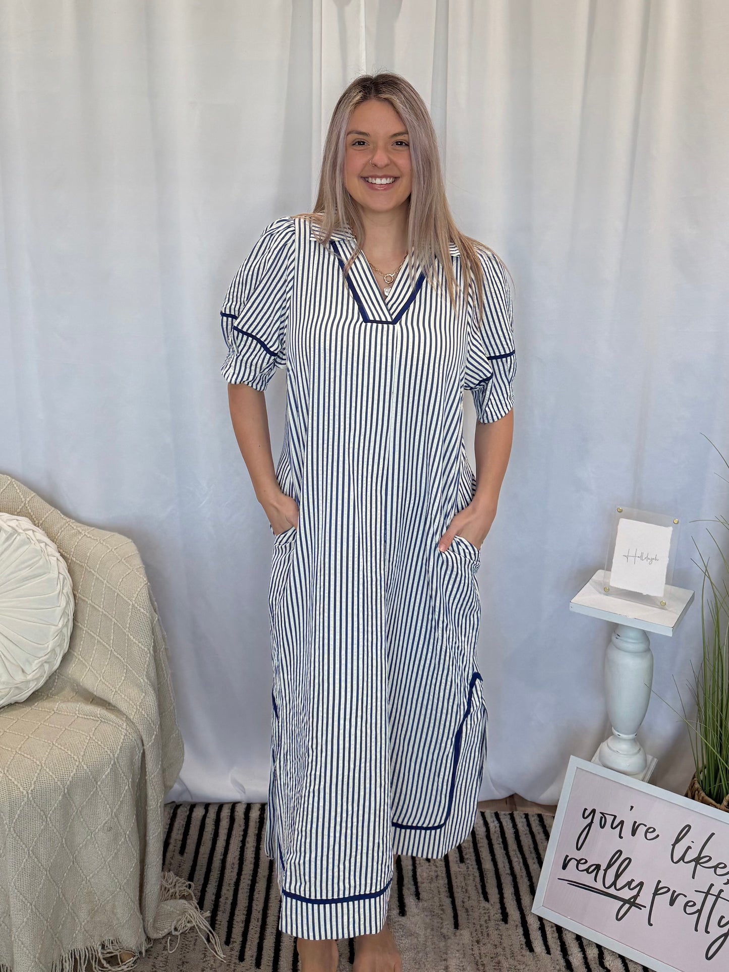 Blue Vacay Dress (Pockets!)
