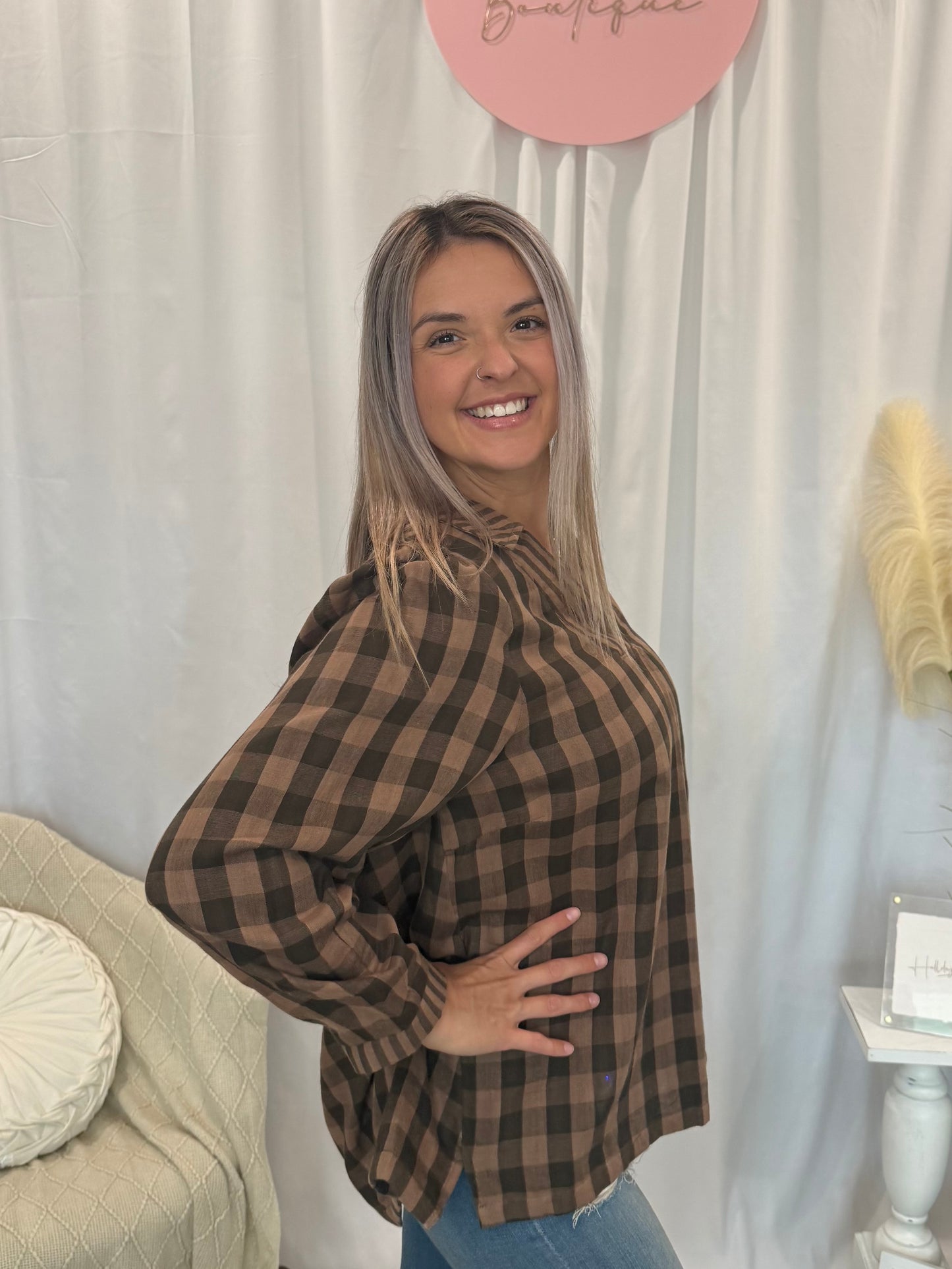 Toasted Caramel Plaid Top