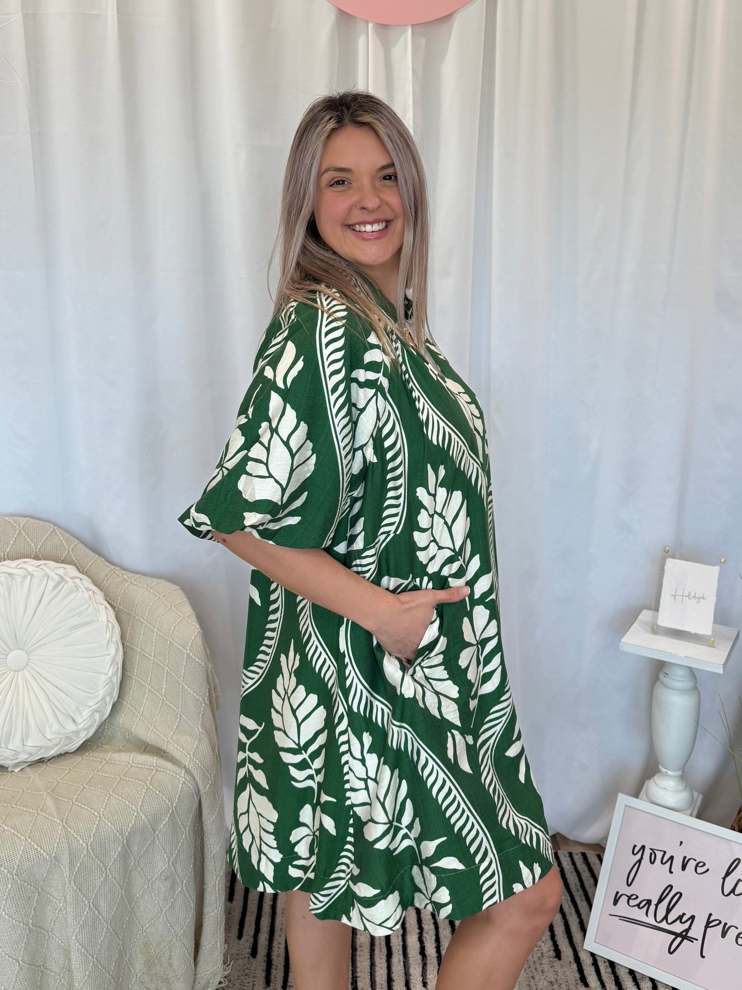 Sage Forest Dress (Pockets!)