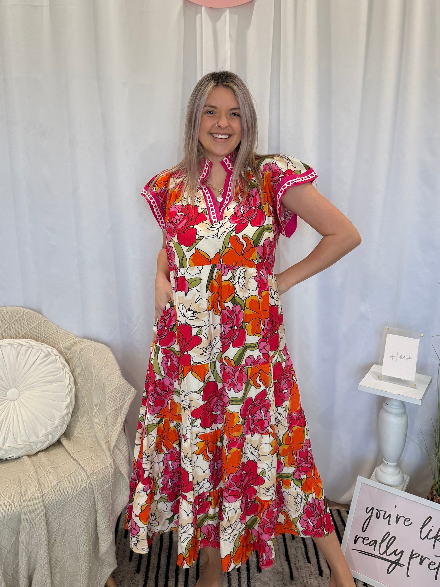 Pink Tulip Dress (Pockets!)