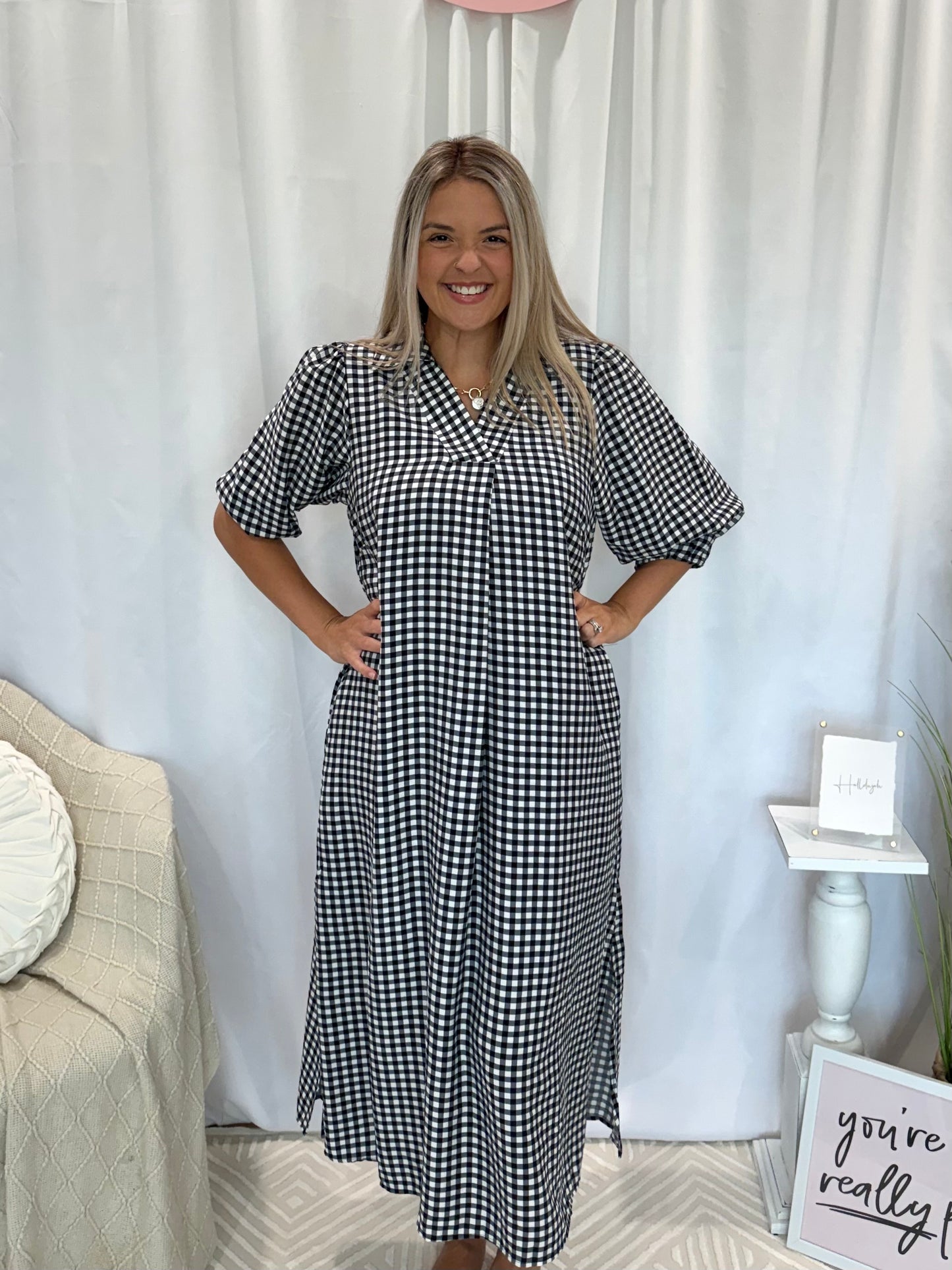 Onyx Gingham Dress (Pockets!)