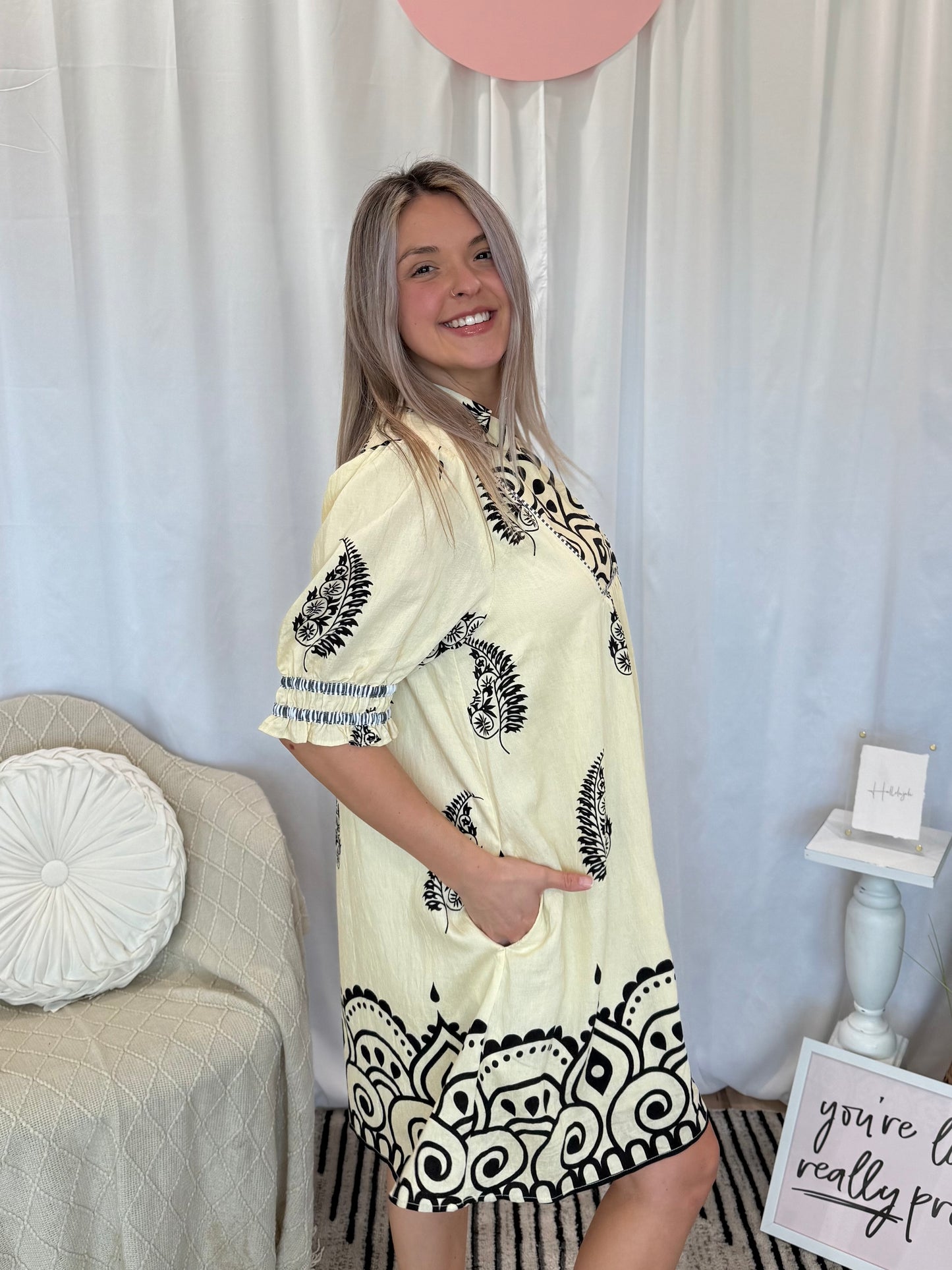 Cream Love Dress (Pockets!)