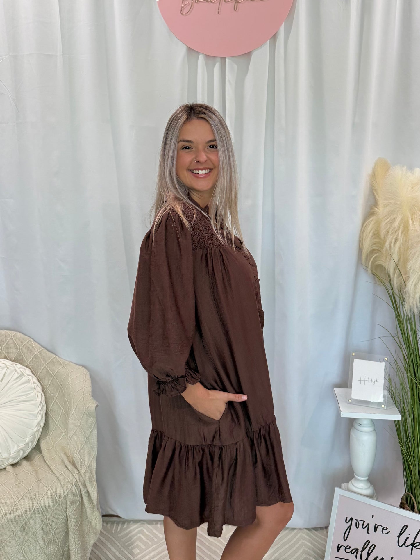 Free To Be Chocolate Dress (Pockets!)
