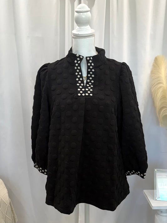 Black Polka Dot Top