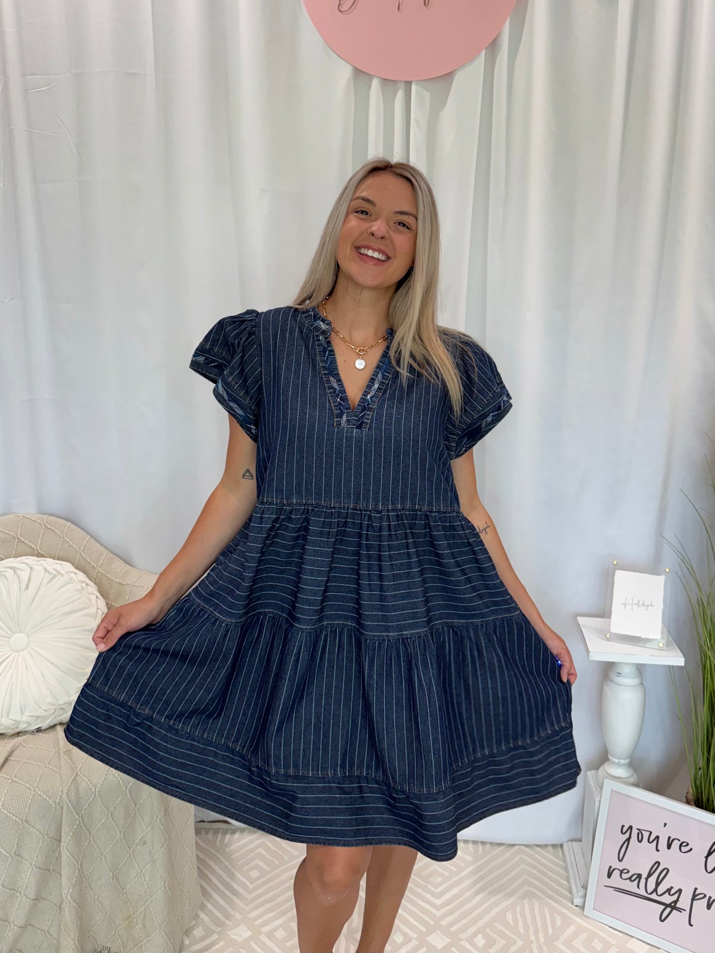 Dark Daring Denim Dress (Pockets!)