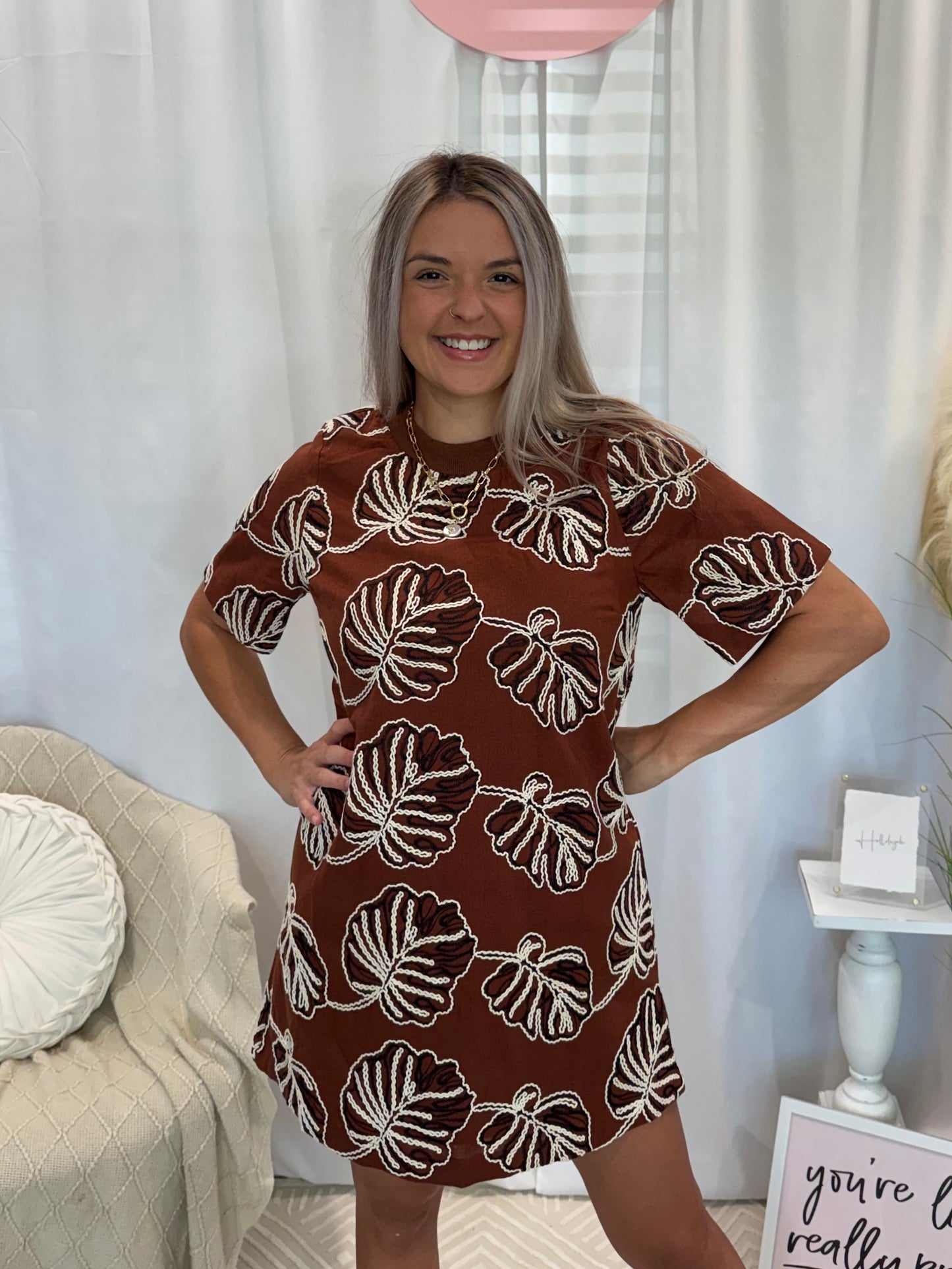 Leafy Chocolate Dress (Pockets!)