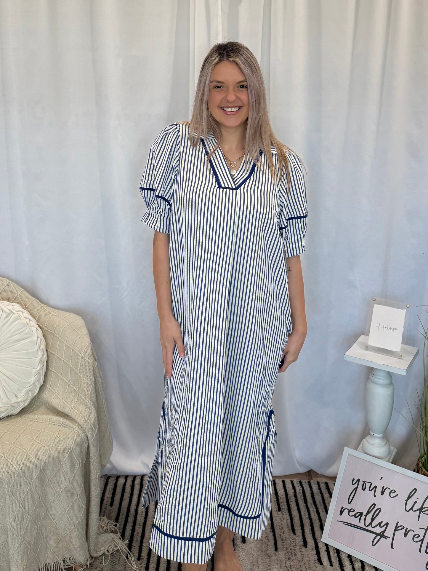Blue Vacay Dress (Pockets!)