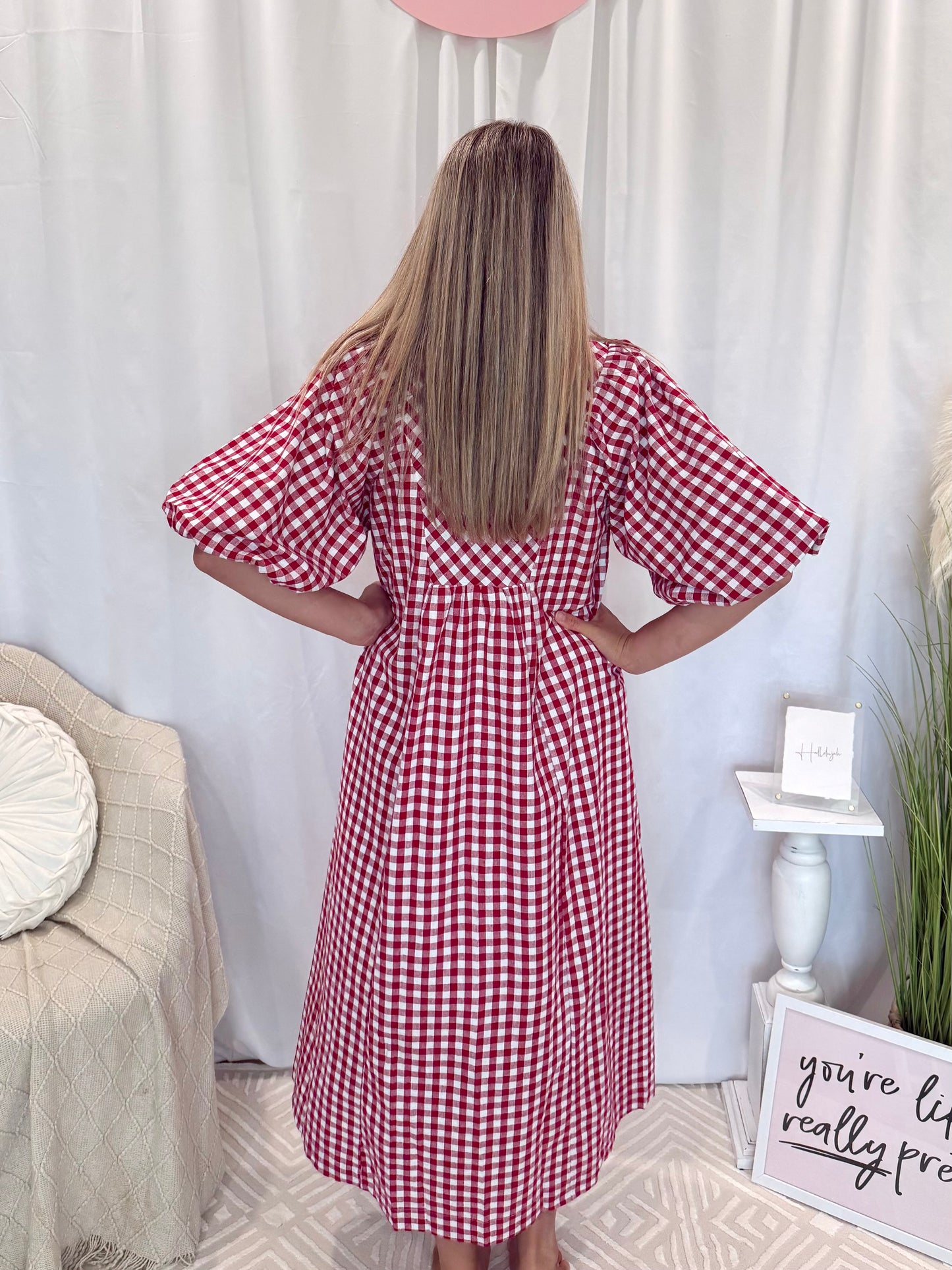 Cranberry Gingham Dress