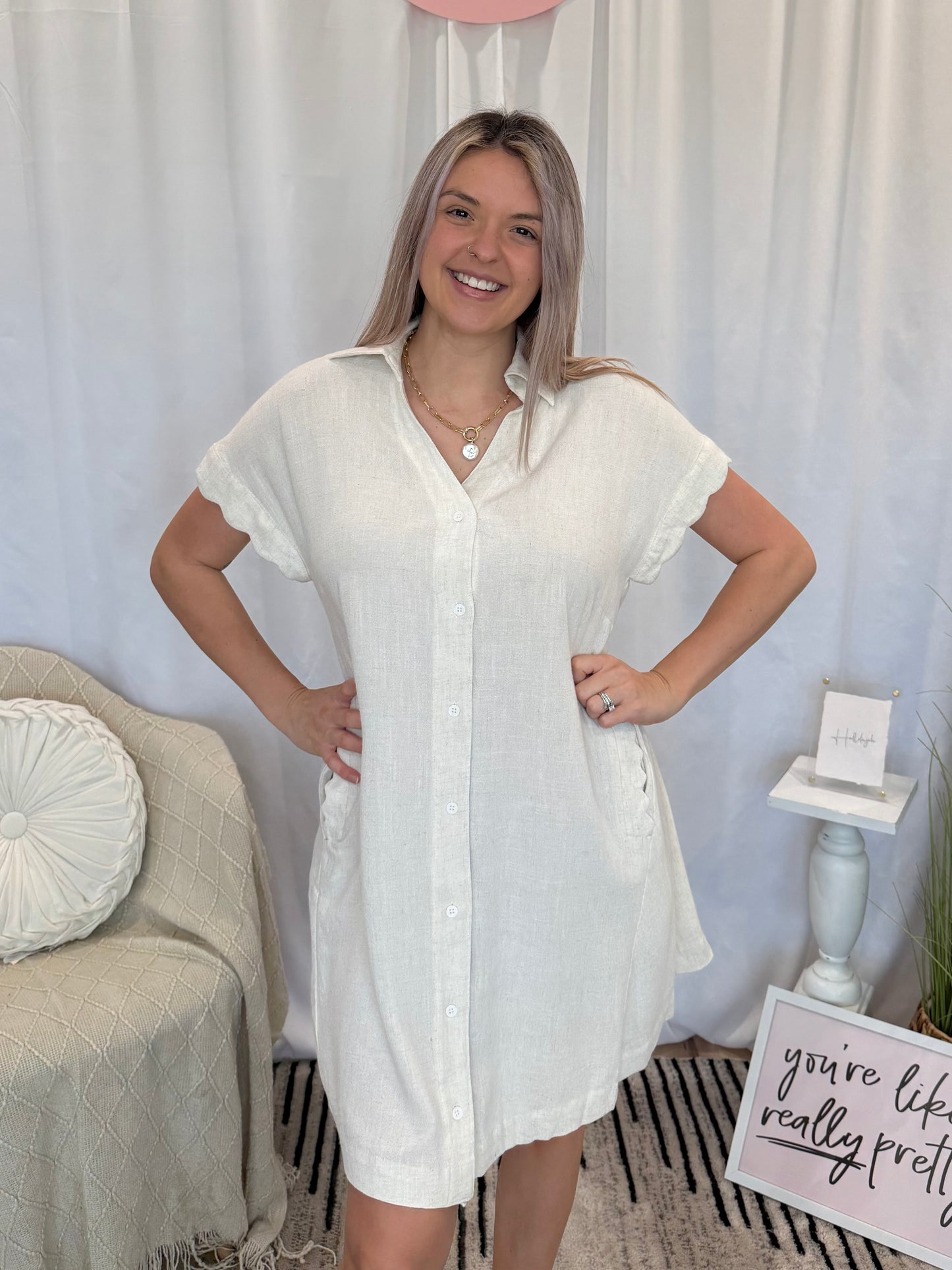 Desert Scalloped Dress (Pockets!)