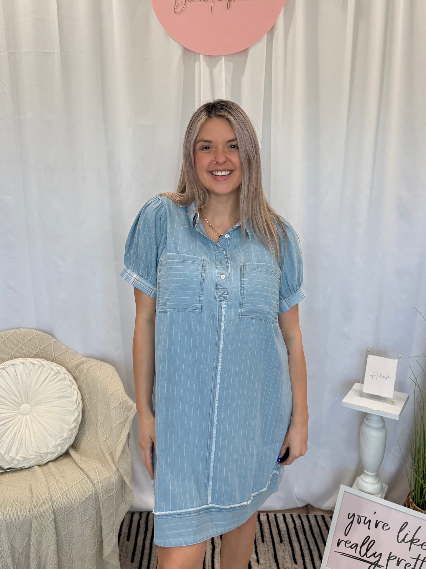 Light Blue Agave Denim Dress